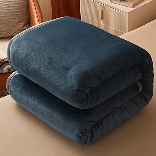 Premium Double-Sided Fleece Blanket - Ultra Soft & Fluffy Warm Bed Blanket for All Seasons - Lightweight Cozy Throw for Sofa, Travel & Home - 150x200cm (Blue/Gray) - Perfect for Lounging, Camping & Gifts