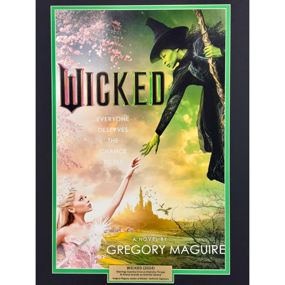 Gregory Maguire Autographed Wicked Book Cover Framed Collage with JSA COA - Signed Movie Memorabilia for Home Decor & Collector's Display