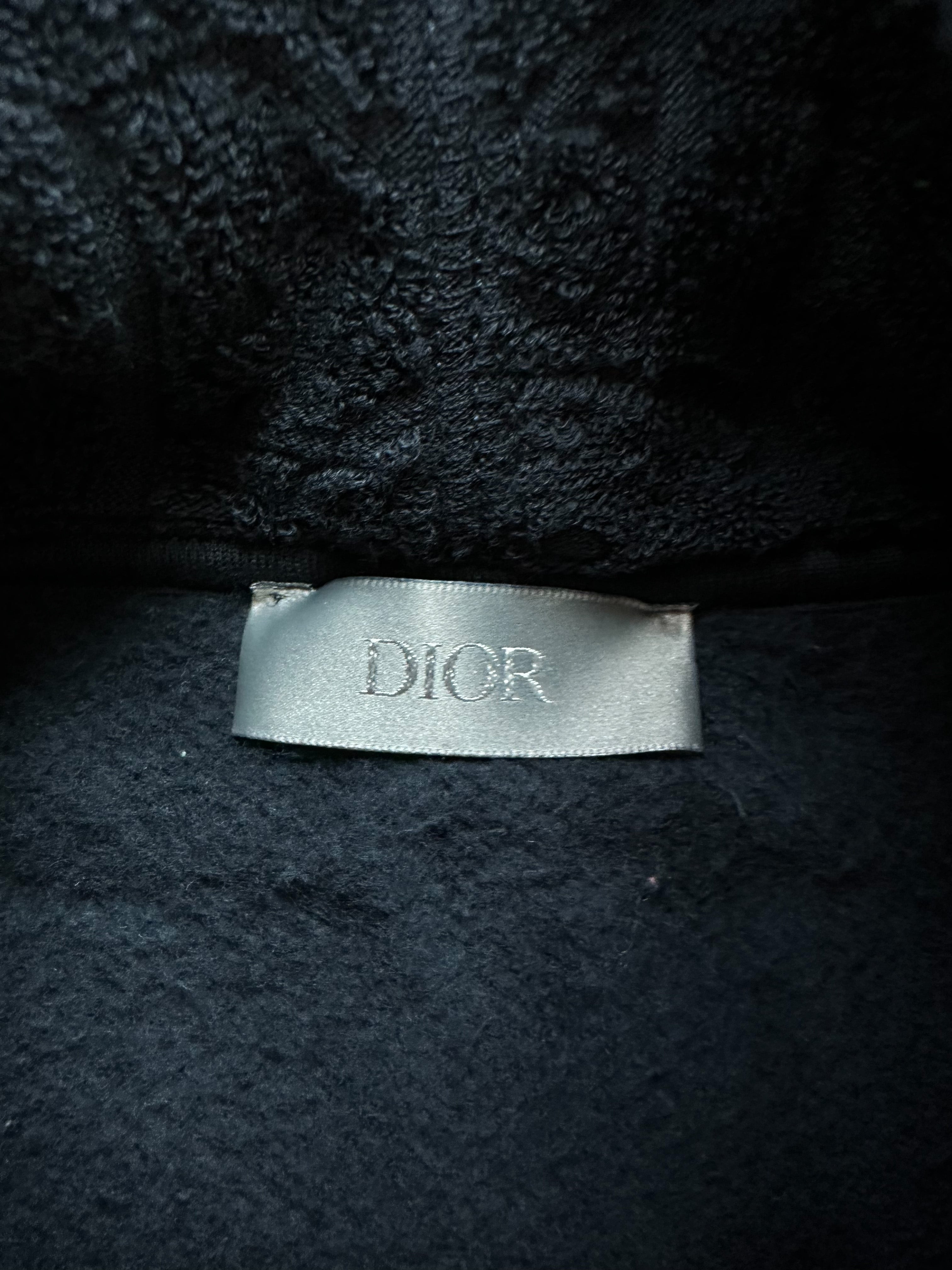 Dior Navy Oblique Logo Hoodie - Soft Cotton Towel Material, Luxury Streetwear for Men & Women | Perfect for Casual Outfits, Gym Wear, and Travel Comfort
