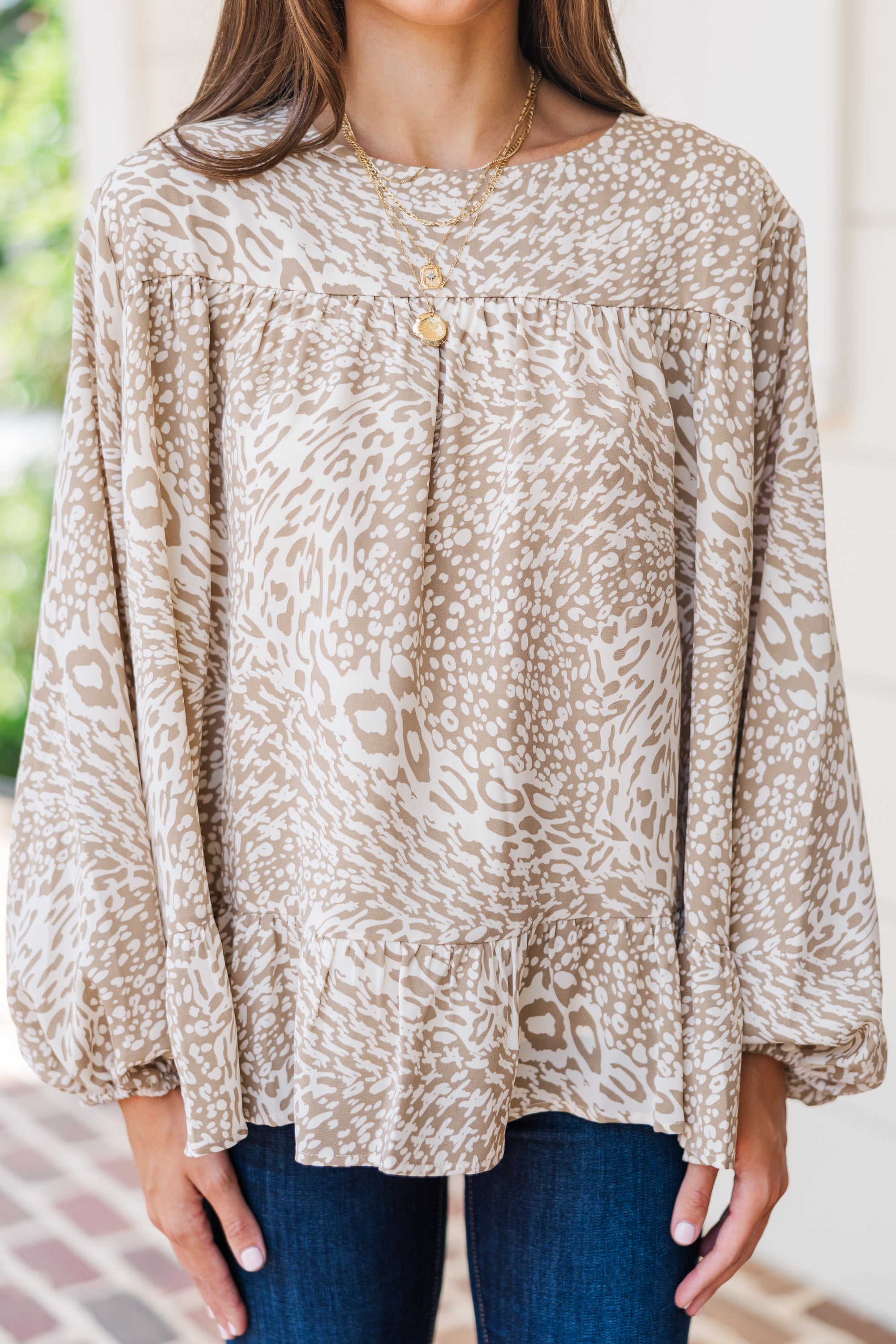 Stylish Taupe Leopard Print Tunic Top for Women - Perfect for Casual Wear, Office Outfits & Special Occasions