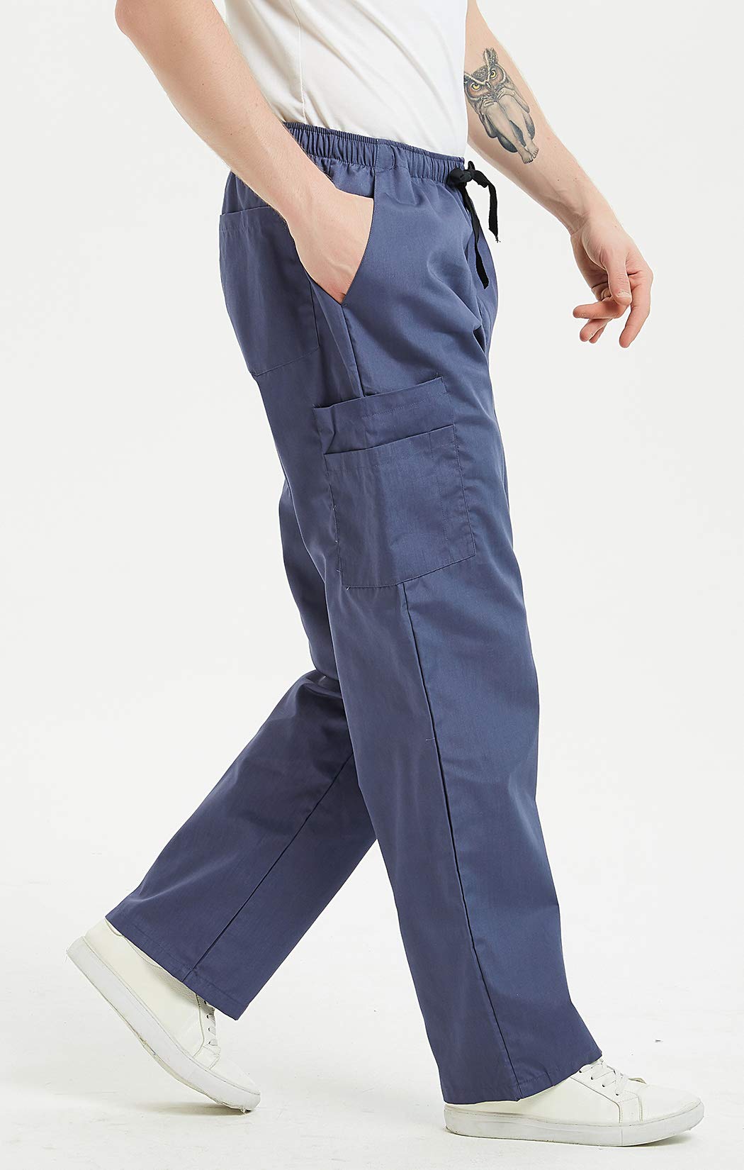 VOGRYE Men's Scrub Pants with 7 Pockets Waistband - Anti-Wrinkle Medical Work Pants for Doctors, Nurses & Healthcare Professionals - Comfortable Hospital Uniform for Long Shifts