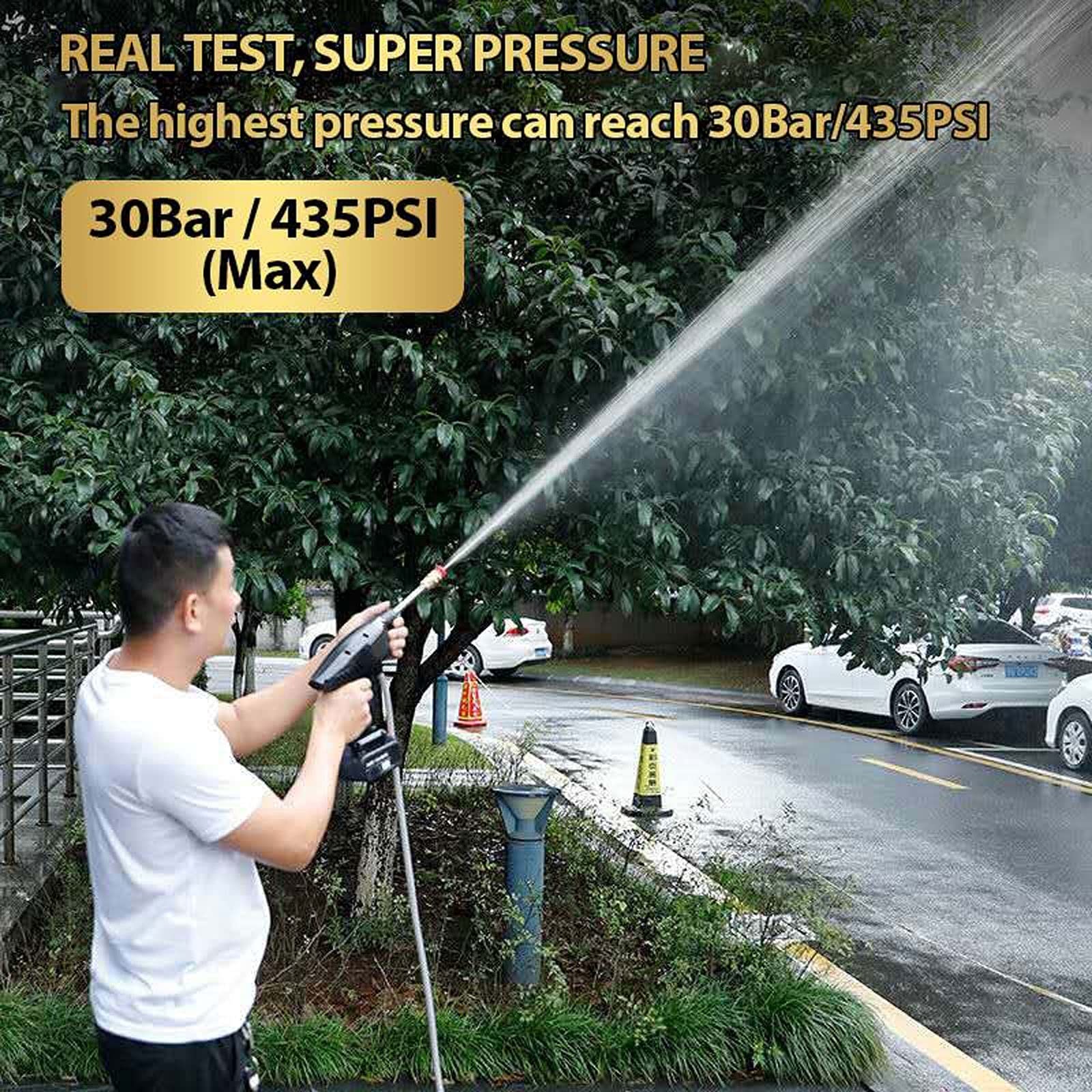 Cordless Pressure Washer 435PSI - Electric Portable Car Washer with 15000mAh Battery - High Pressure Water Sprayer for Car Washing, Garden Watering, Patio & Driveway Cleaning - Perfect for Home, Garage & Outdoor Use