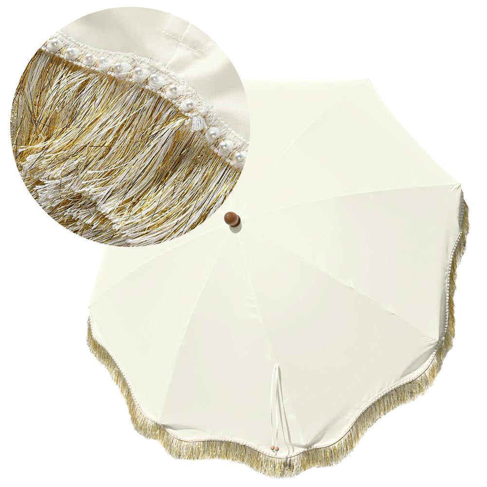 6 ft 8 Rib Sequin Tassel Umbrella - Stylish Jazz Canopy for Outdoor Patio, Beach, Pool & Garden Parties | TheLAShop