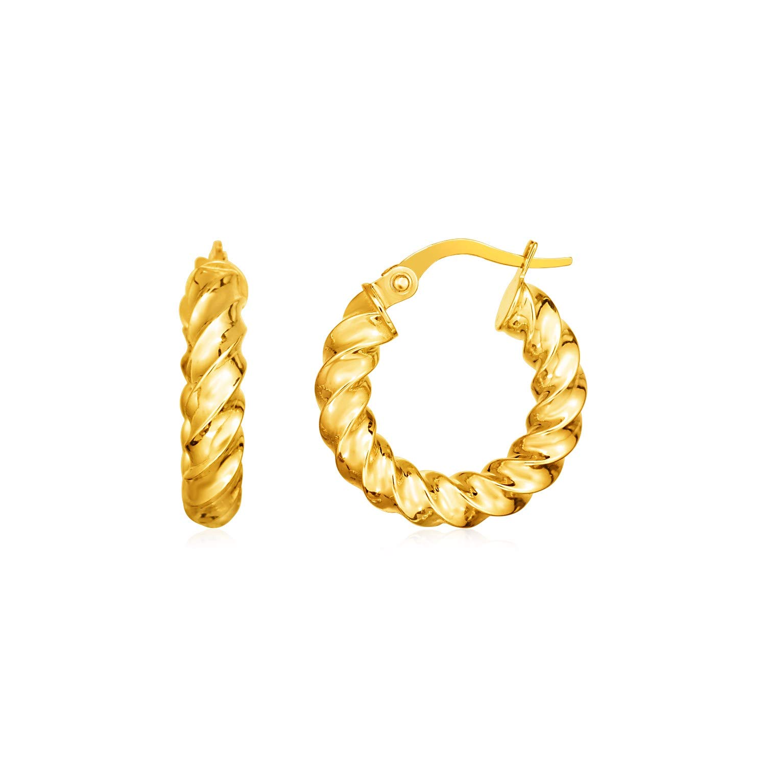 14K Yellow Gold Twisted Hoop Earrings for Women - Polished Luxury Dainty Everyday Jewelry - Perfect for Parties, Weddings & Gifts