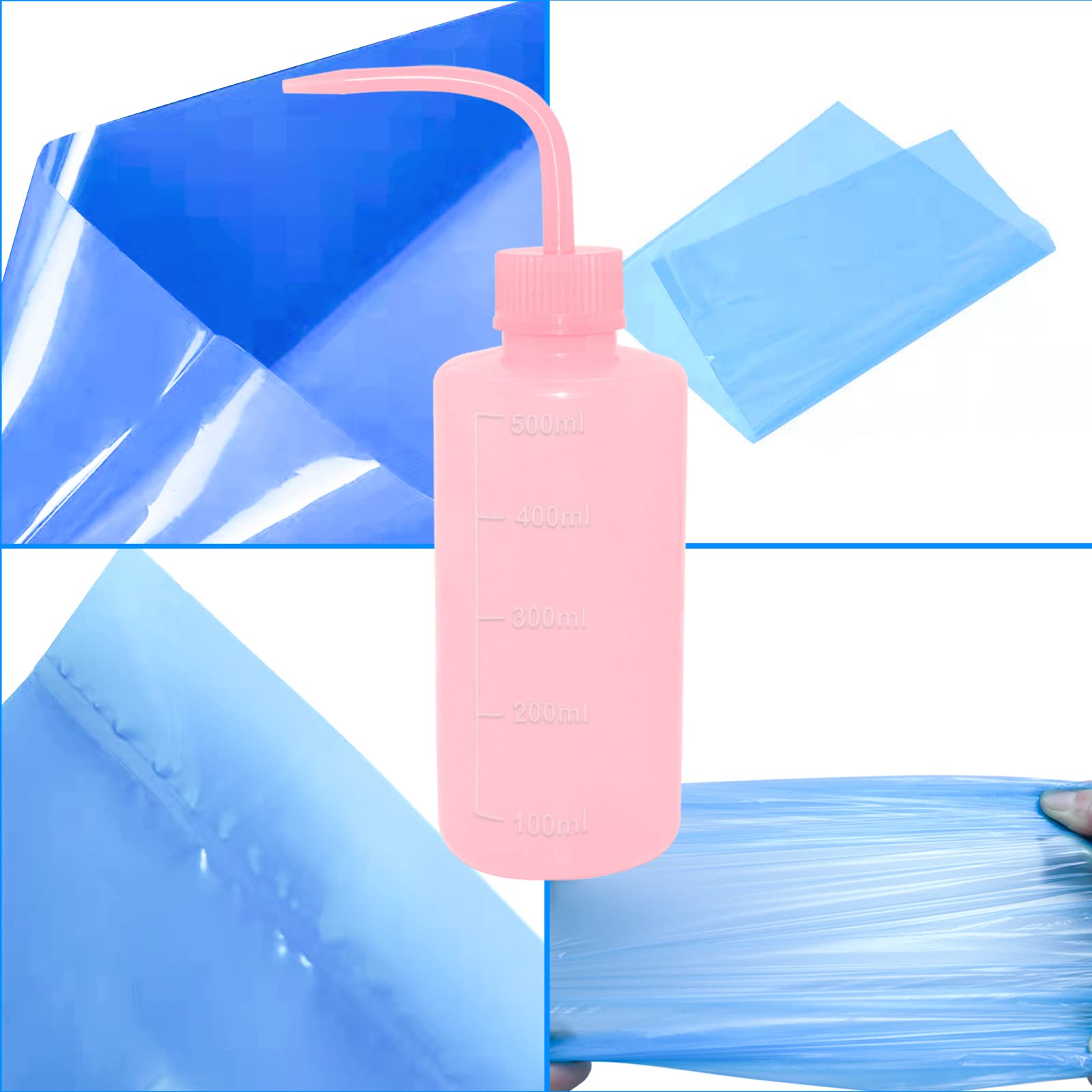 300pcs Thickened Disposable Tattoo Wash Bottle Bags - Squeeze Bottle Bags for Tattoo Artists, Tattoo Supplies & Kits (Blue) - Perfect for Tattoo Studios, Home Use & Professional Tattoo Applications
