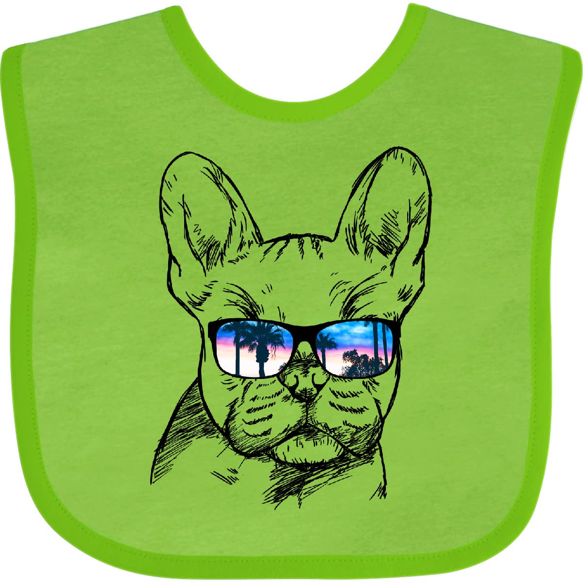 Inktastic French Bulldog Portrait with Sunglasses - Adorable Baby Bib for Feeding, Playtime & Photo Shoots - Cute Puppy Design for Infants & Toddlers