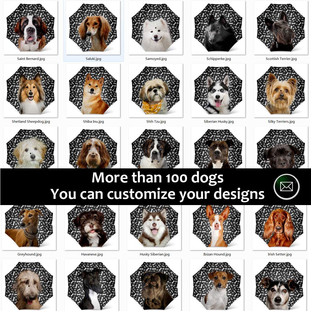 NIWAHO Windproof Folding Umbrella with Boxer Dog Paw Print - Compact Travel & Golf Umbrella for Women & Men - Perfect Dog Lover Gift for Rainy Days, Outdoor Activities & Pet Owners