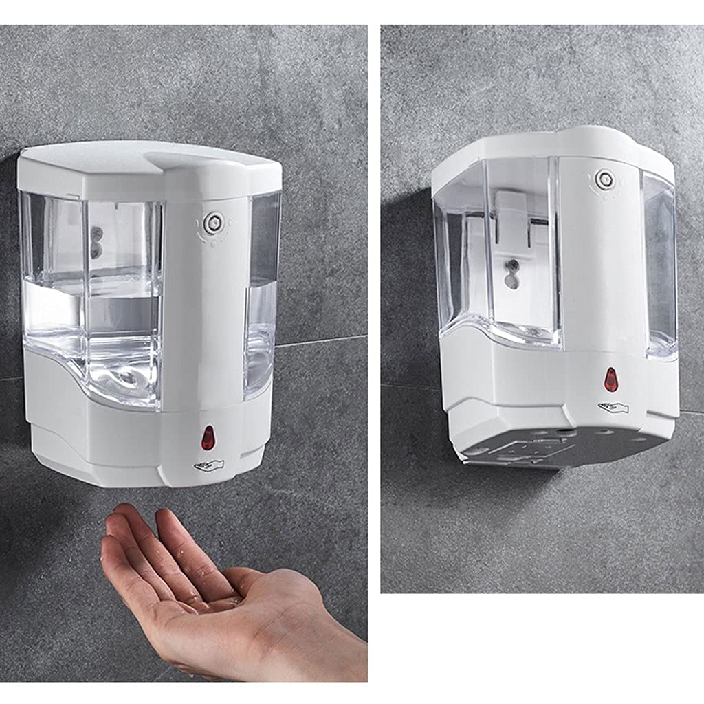 Automatic Soap Dispenser for Bathroom - Touchless Wall Mounted Hand Sanitizer Dispenser with Refillable Liquid Soap Container - Ideal for Hotels, Restrooms & Home Use (White, Size B)