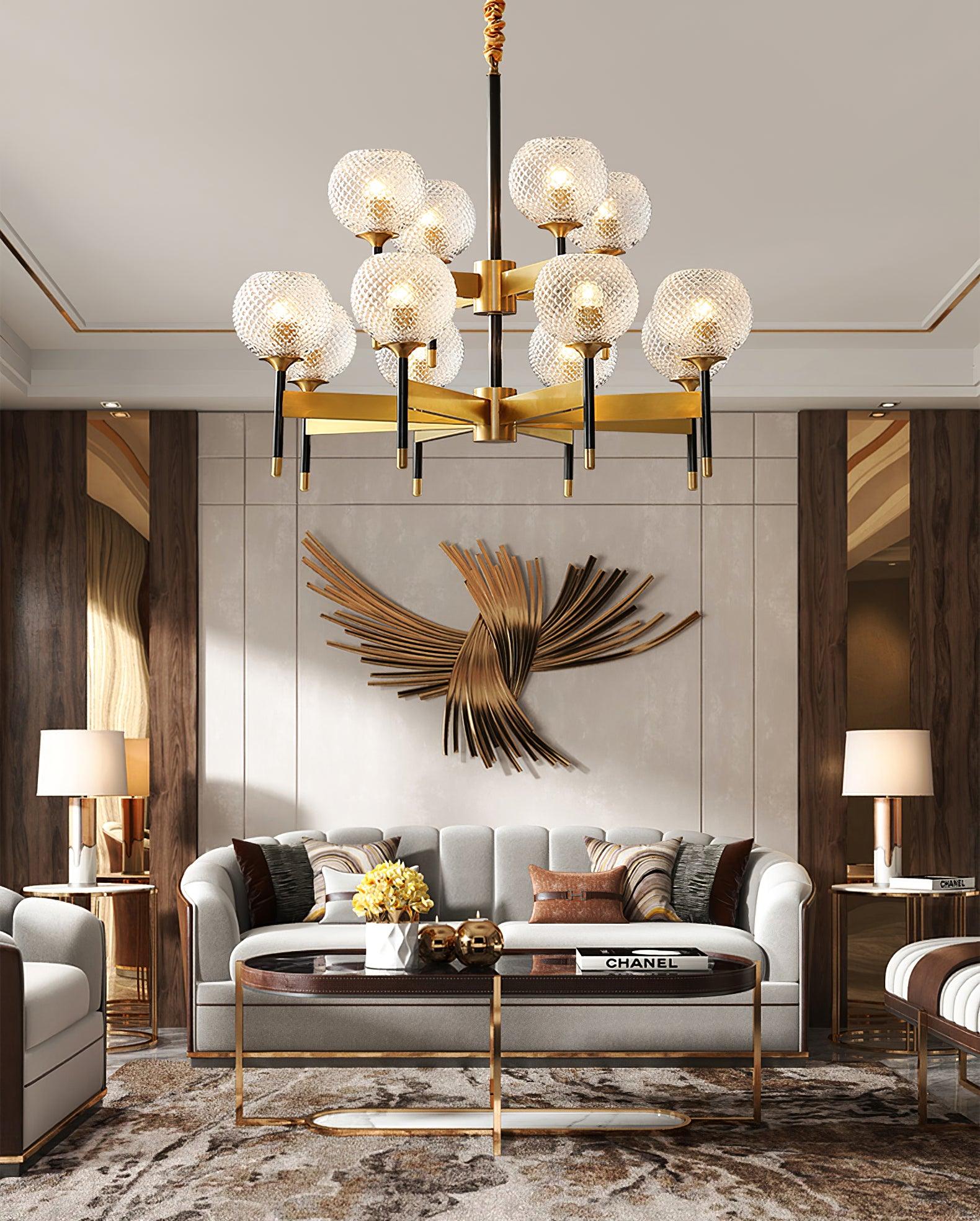 Elegant Breton Crystal Chandelier - Modern Ceiling Light Fixture for Dining Room, Living Room & Bedroom - Perfect for Home Decor & Wedding Venues