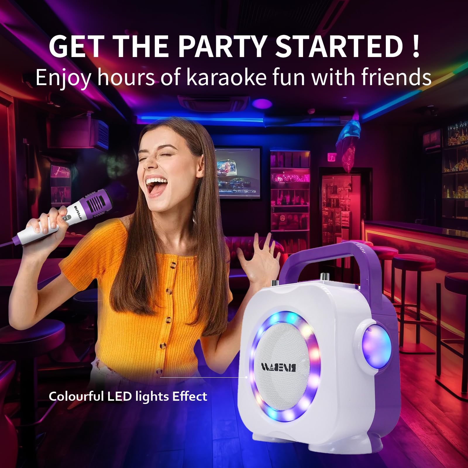 Kids Karaoke Machine with Bluetooth Speaker & 2 Microphones - Portable Singing Toy for Boys & Girls Ages 2+ | Perfect Birthday Gift for Home Parties, Playdates & Family Entertainment