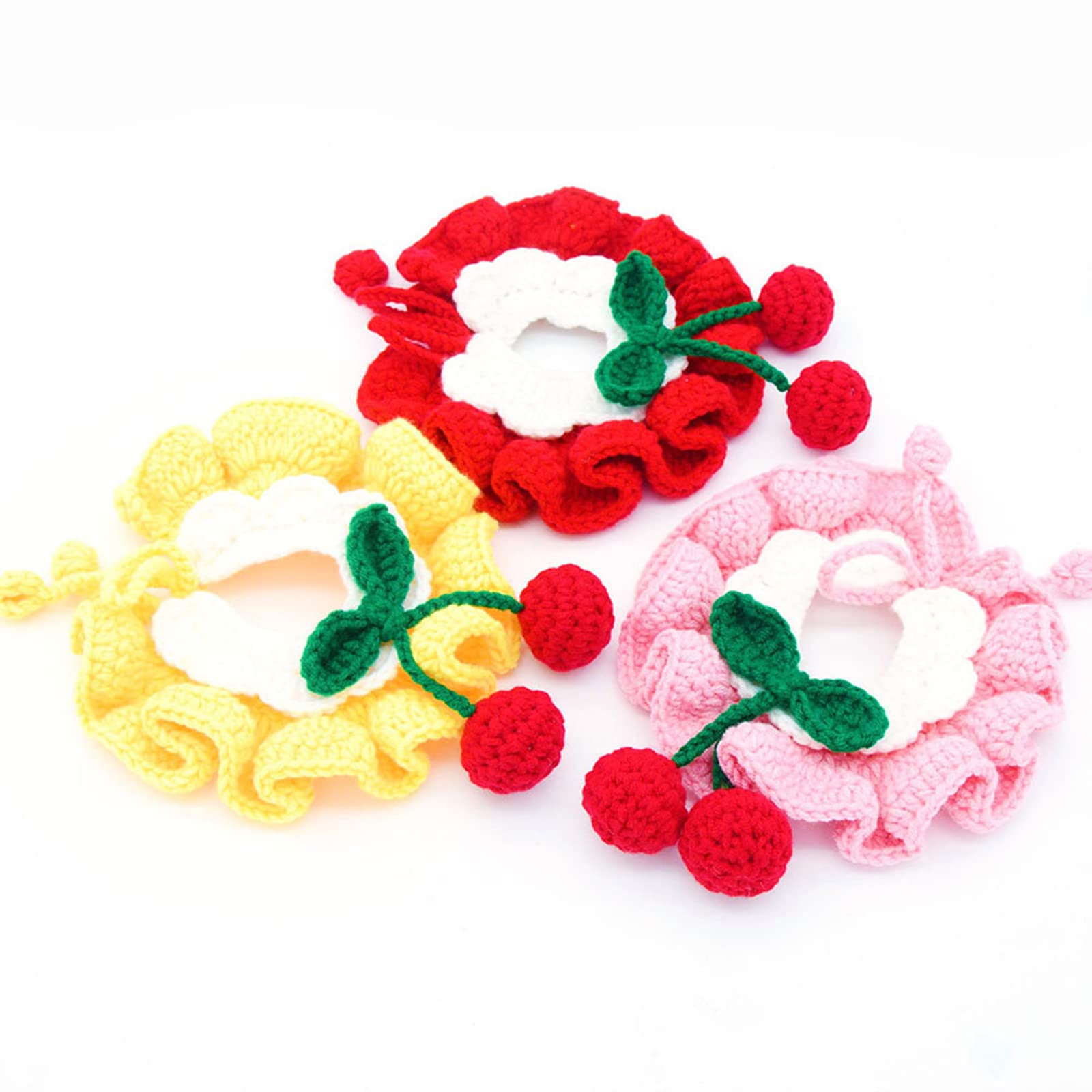 Handmade Knit Cat and Dog Collar - Cute Woolen Pet Bibs, Christmas Costume Accessories for Cats & Dogs - Perfect Gift for Pet Lovers (Red, Size L 30-35cm) - Ideal for Holiday Photos, Pet Parties & Cozy Winter Outfits
