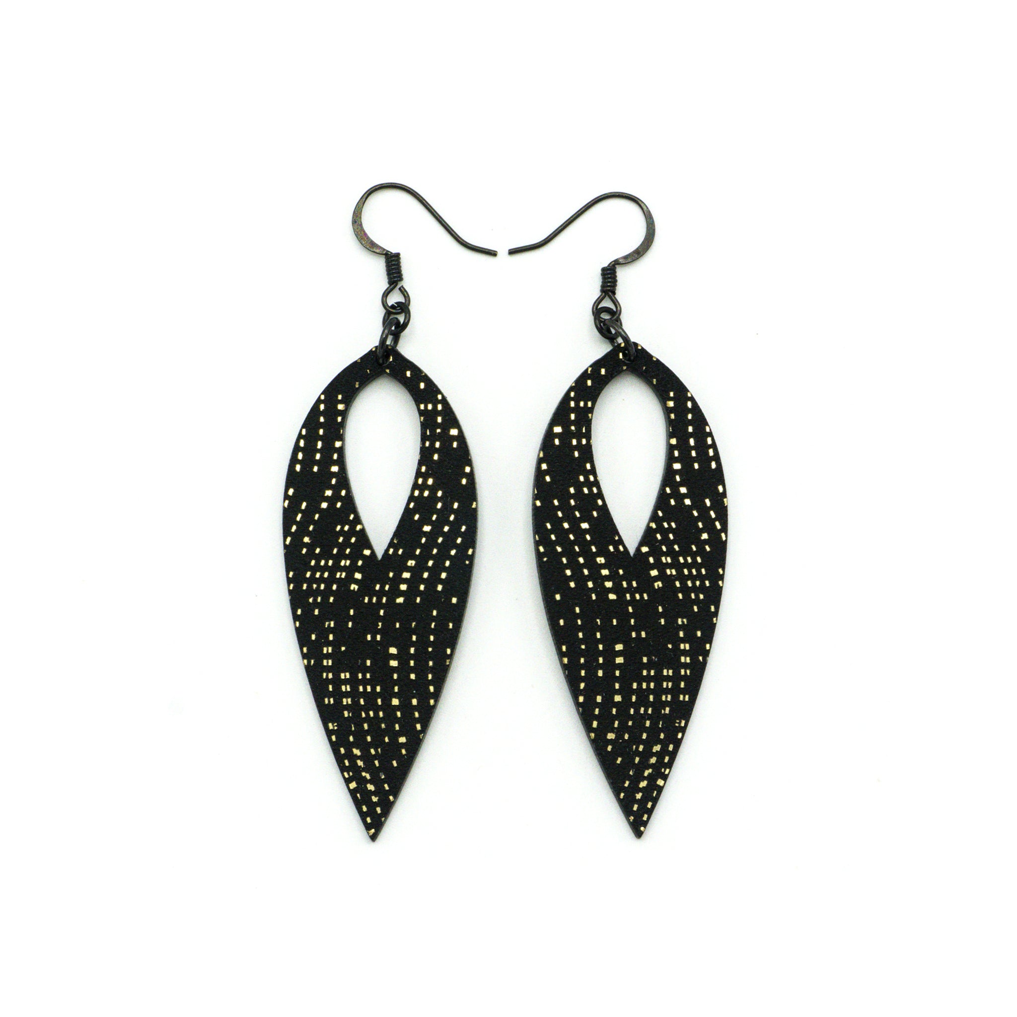 Nativas 14R Acrylic Earrings for Women - Brushed Gold and Black Hoop Earrings | Lightweight & Hypoallergenic | Perfect for Parties, Work & Everyday Wear