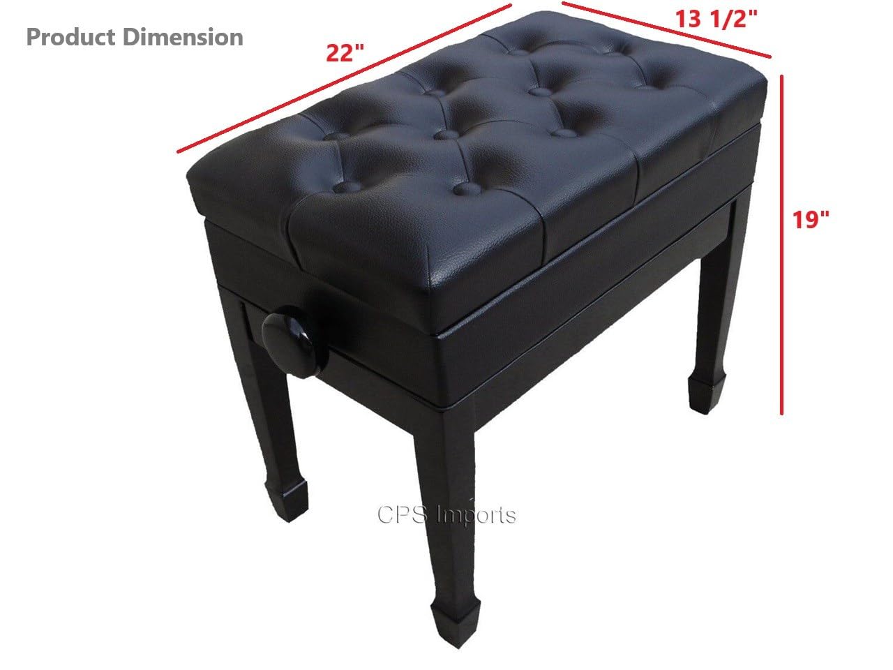 Premium Adjustable Ebony Piano Bench Stool - Genuine Leather Seat with Music Storage - Perfect for Home Studios, Music Classrooms & Concert Halls
