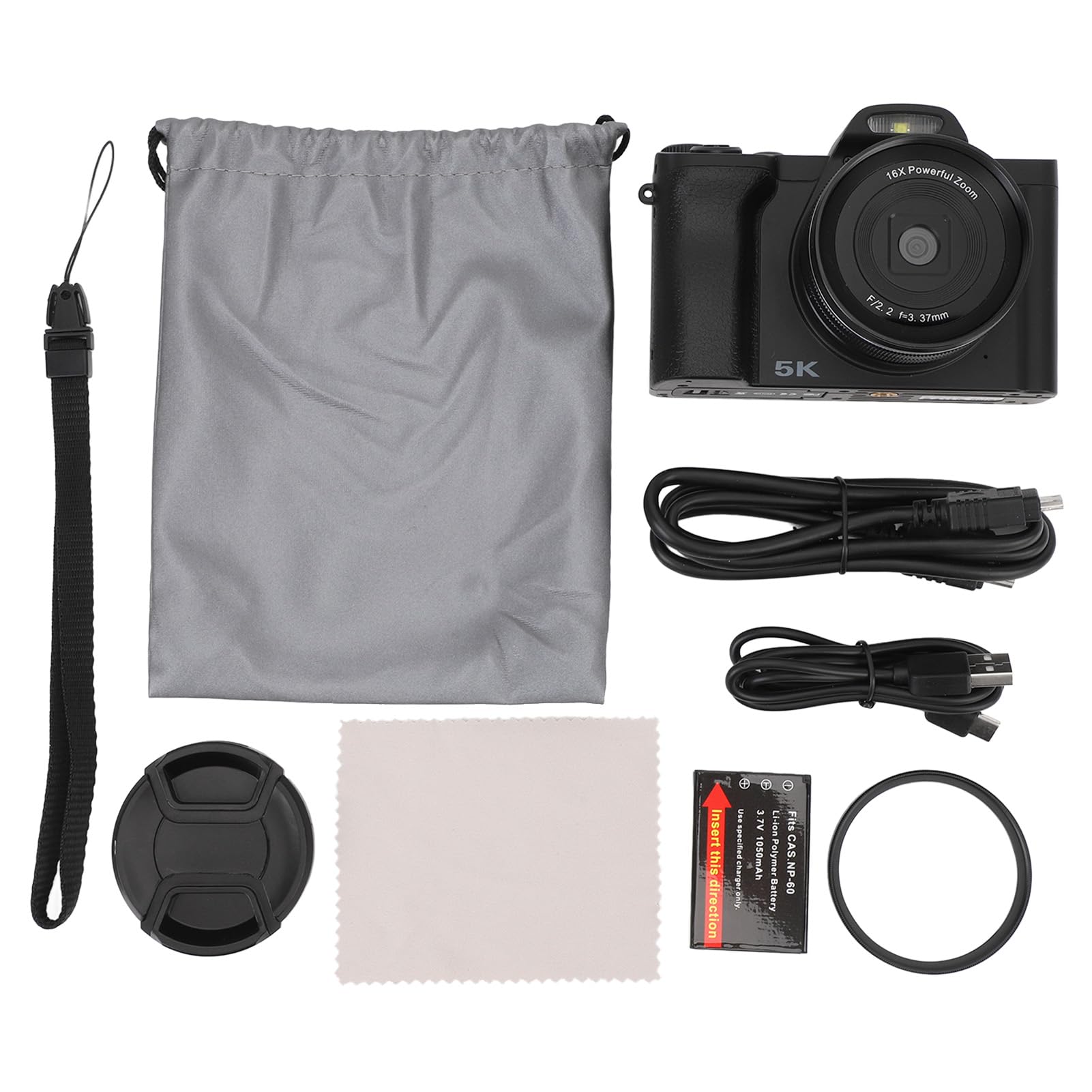 ASHATA 5K Digital Camera 48MP WiFi Vlogging Camera with 16X Zoom & Autofocus, 3.5