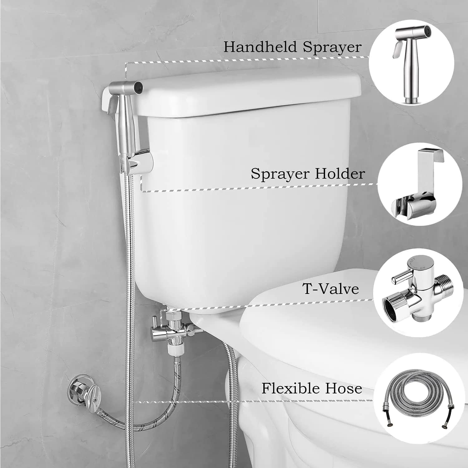 Handheld Bidet Sprayer for Toilet - Stainless Steel Cloth Diaper Sprayer Kit with Easy Installation | Perfect for Self Cleaning, Baby Care & Bathroom Hygiene