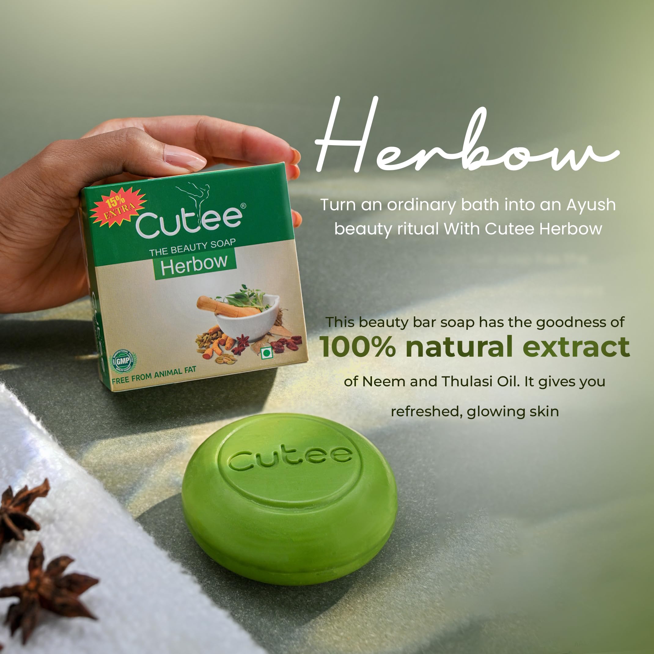 Neem & Thulasi Herbal Bath Soap Bar for Face & Body - All Skin Types, Unisex, 115g (Pack of 8) | Gentle Cleansing, Acne Control & Skin Nourishment | Perfect for Daily Shower, Spa Day & Travel
