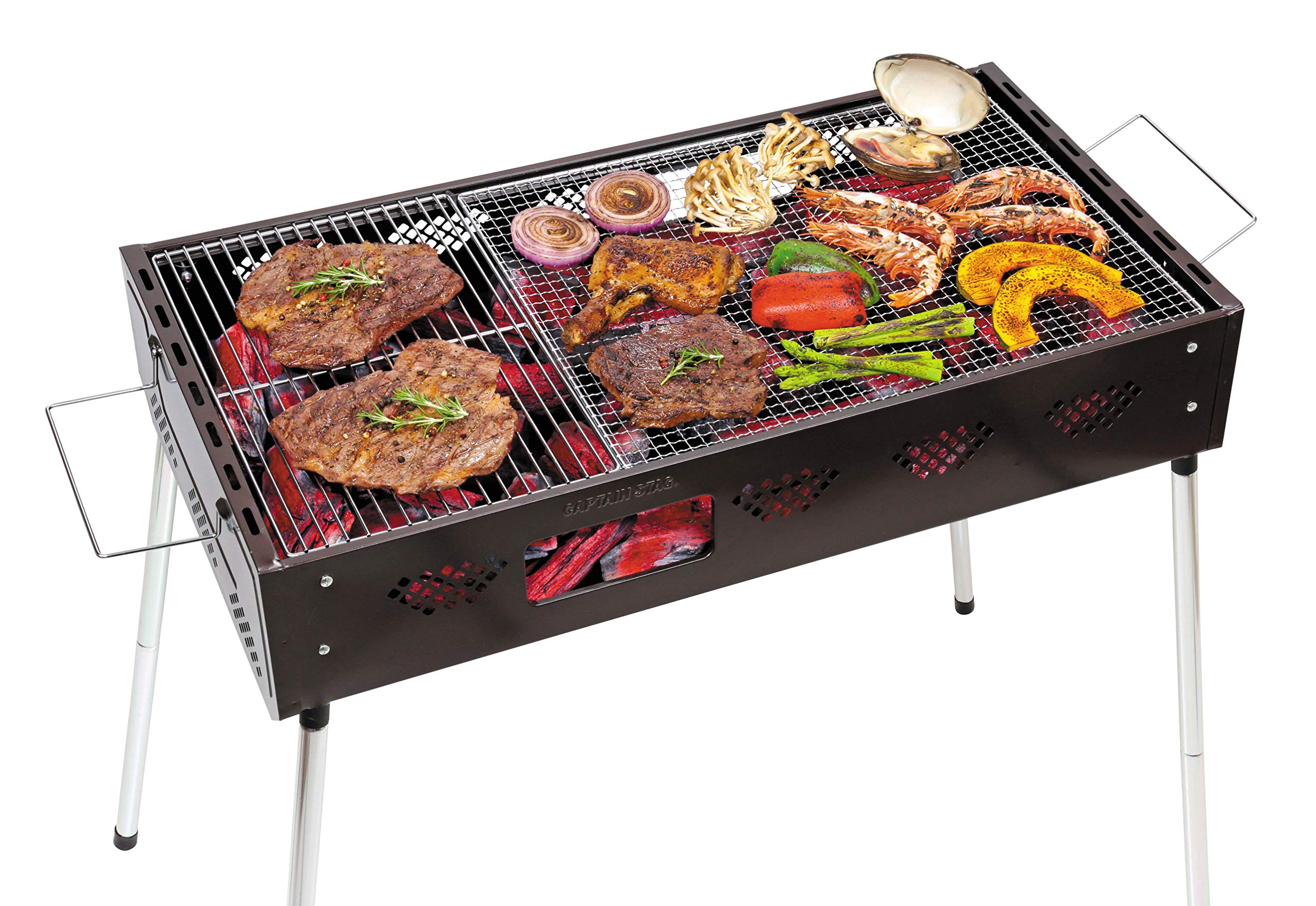Portable 2-Level Adjustable Height BBQ Grill with Charcoal Extension - Perfect for Backyard, Camping & Outdoor Cooking