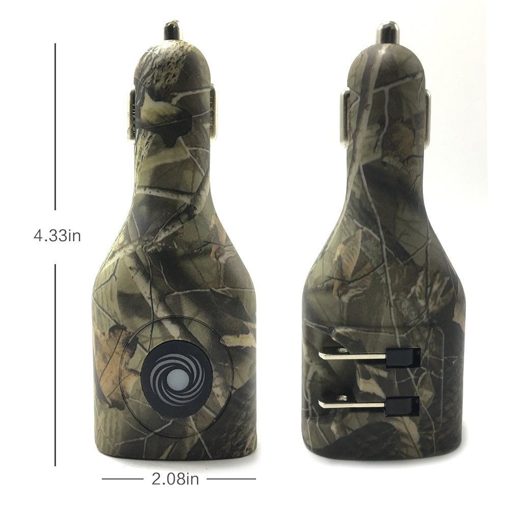 NDLBS Dual USB Car Charger - 2-in-1 Fast Charging Adapter for iPhone, iPad, Samsung & LG | Portable Travel Charger with Foldable Plug (Camouflage) | Perfect for Road Trips, Commuting & Home Use