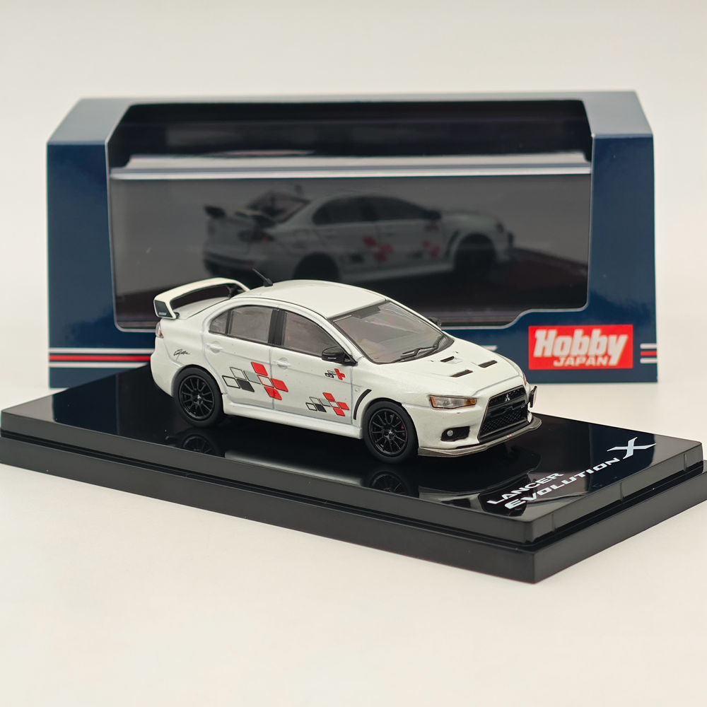 1/64 Mitsubishi Lancer Evolution X RALLIART White Pearl Diecast Model Car - Limited Edition Collectible for Car Enthusiasts & Hobby Japan Collection - Perfect for Display, Gifts & Racing Scenes
