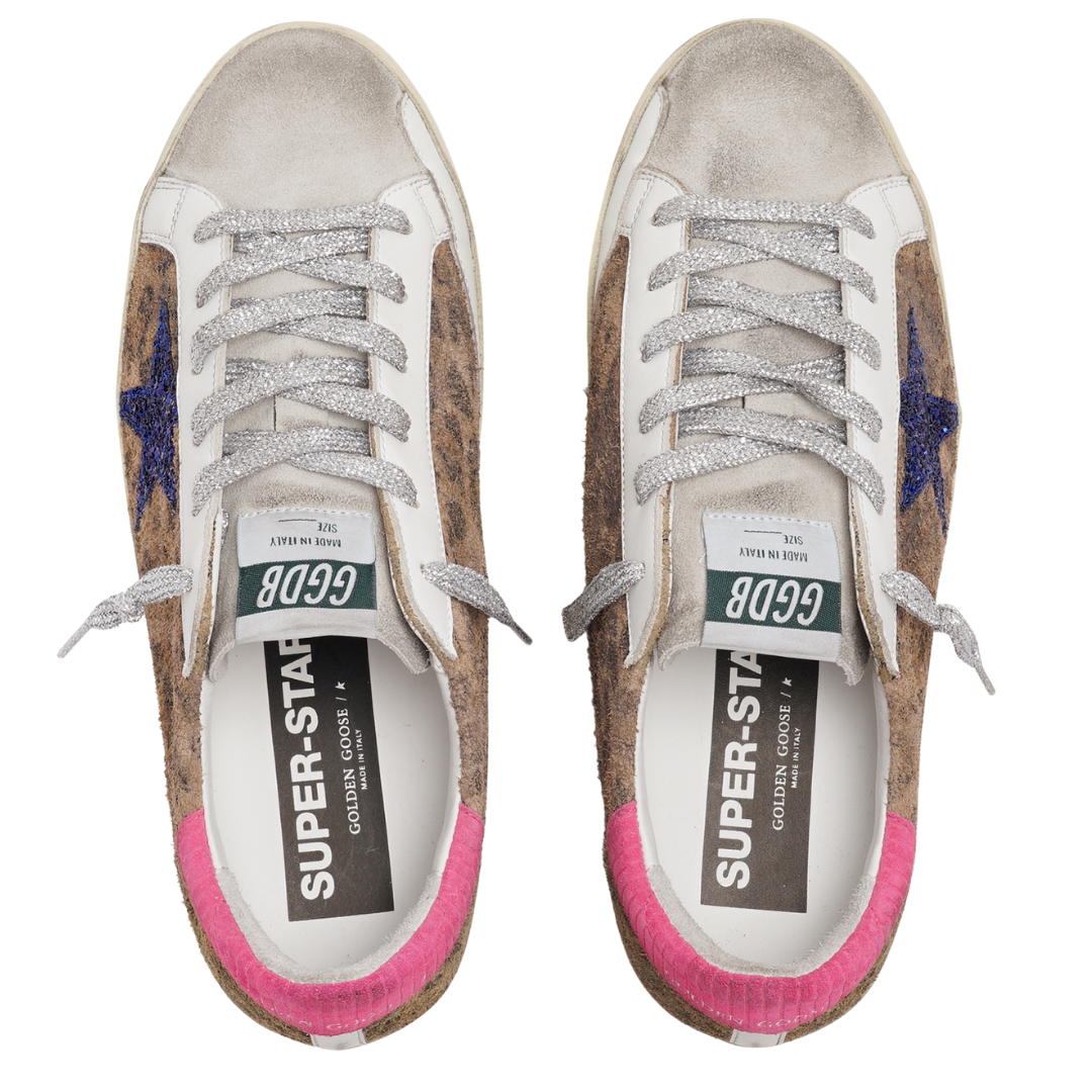 Adidas Suede Leopard Print Superstar Sneakers with Pink Laces - Women's Fashion Casual Shoes for Streetwear & Daily Outfits