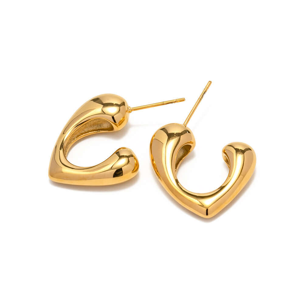 18K Gold Plated Heart U Hoop Earrings for Women - Elegant Valentine's Day Gift | JDE082 | Perfect for Date Nights, Anniversaries & Special Occasions