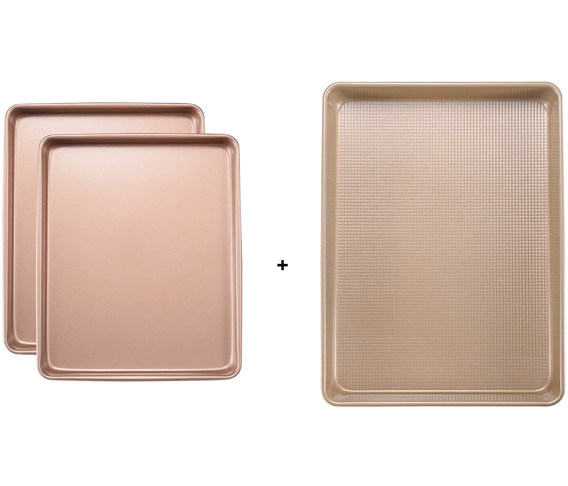 Nonstick Cookie Sheet Set - 13inch & 18inch Gold Baking Pans for Oven, Perfect for Cookies, Roasting Vegetables & Meal Prep