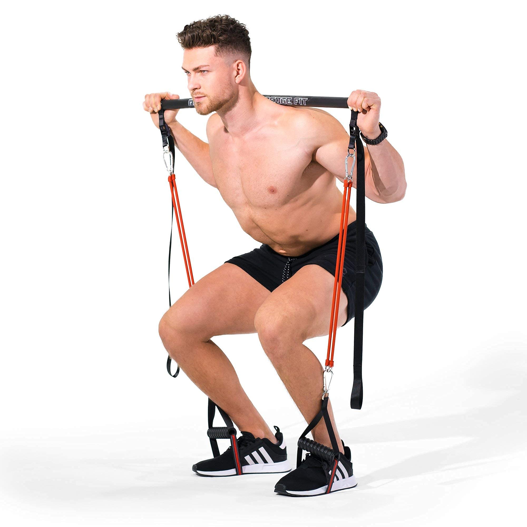 Redge Portable Gym Machine with Resistance Bands - Adjustable Home Workout Equipment for Beginners to Athletes | Foldable Training Bar for Strength & Fitness | Perfect for Home Gym, Travel & Outdoor Training (Upgraded Version)