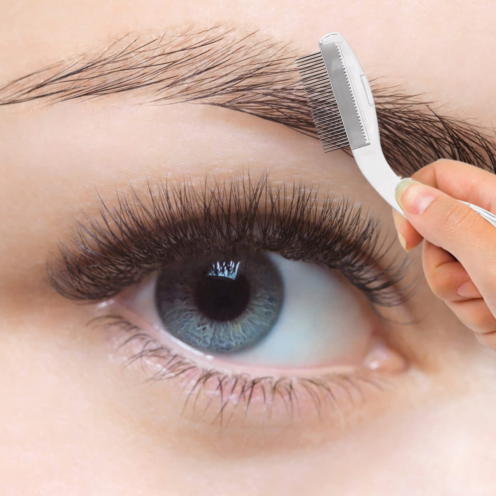 Beavorty Duo Eyebrow Comb & Eyelash Curler Set - 2pcs Foldable Plastic Eyelash Extension Brush & Mascara Comb for Perfect Eyebrow Shaping & Lash Curling - Ideal for Professional Makeup Artists & Home Beauty Routines