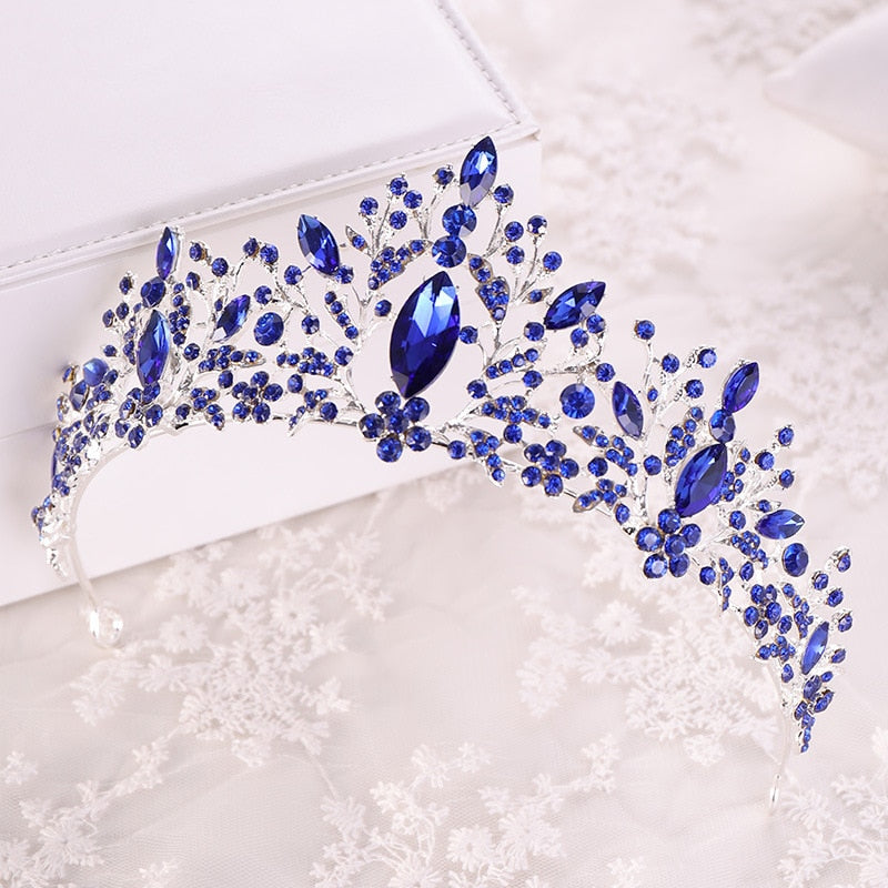 Light Hearted Deep Blue Diadem Headband - Elegant Hair Accessory for Women, Perfect for Weddings, Parties & Special Occasions
