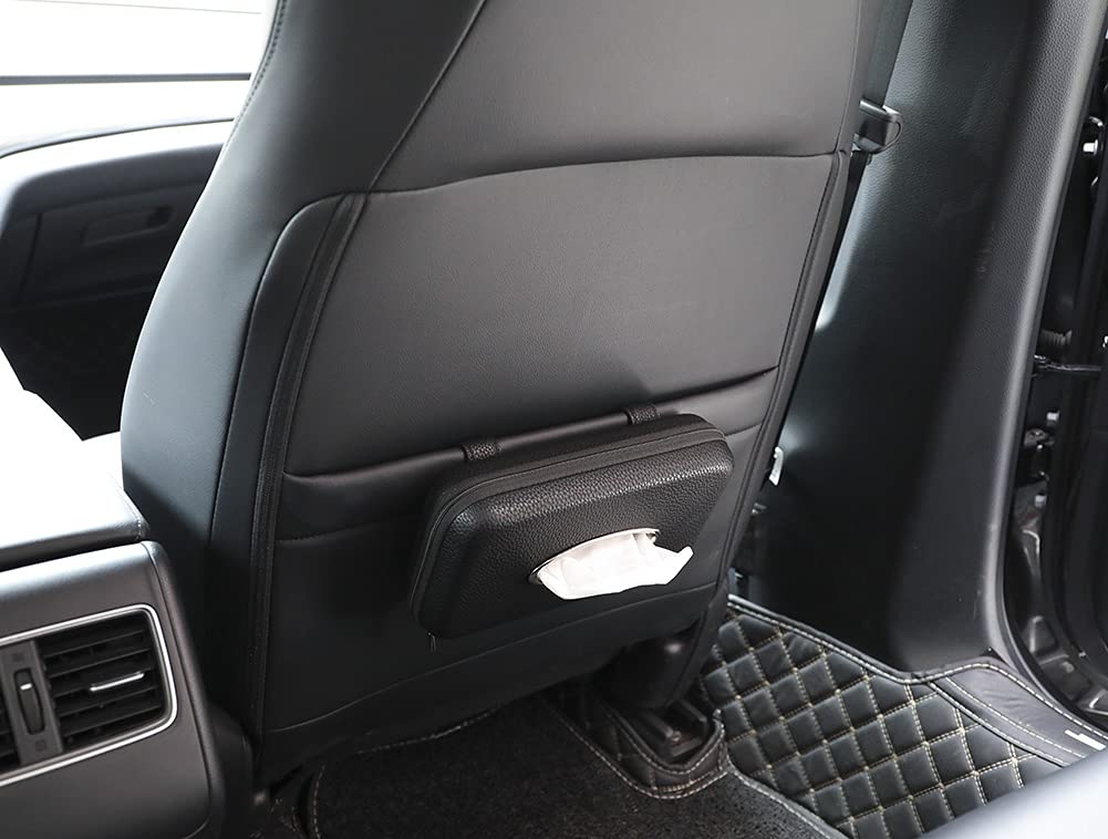 Premium PU Leather Car Visor Tissue Holder - Black Napkin Dispenser for Backseat & Sun Visor - Perfect for Road Trips, Commuting & Family Travel Accessories