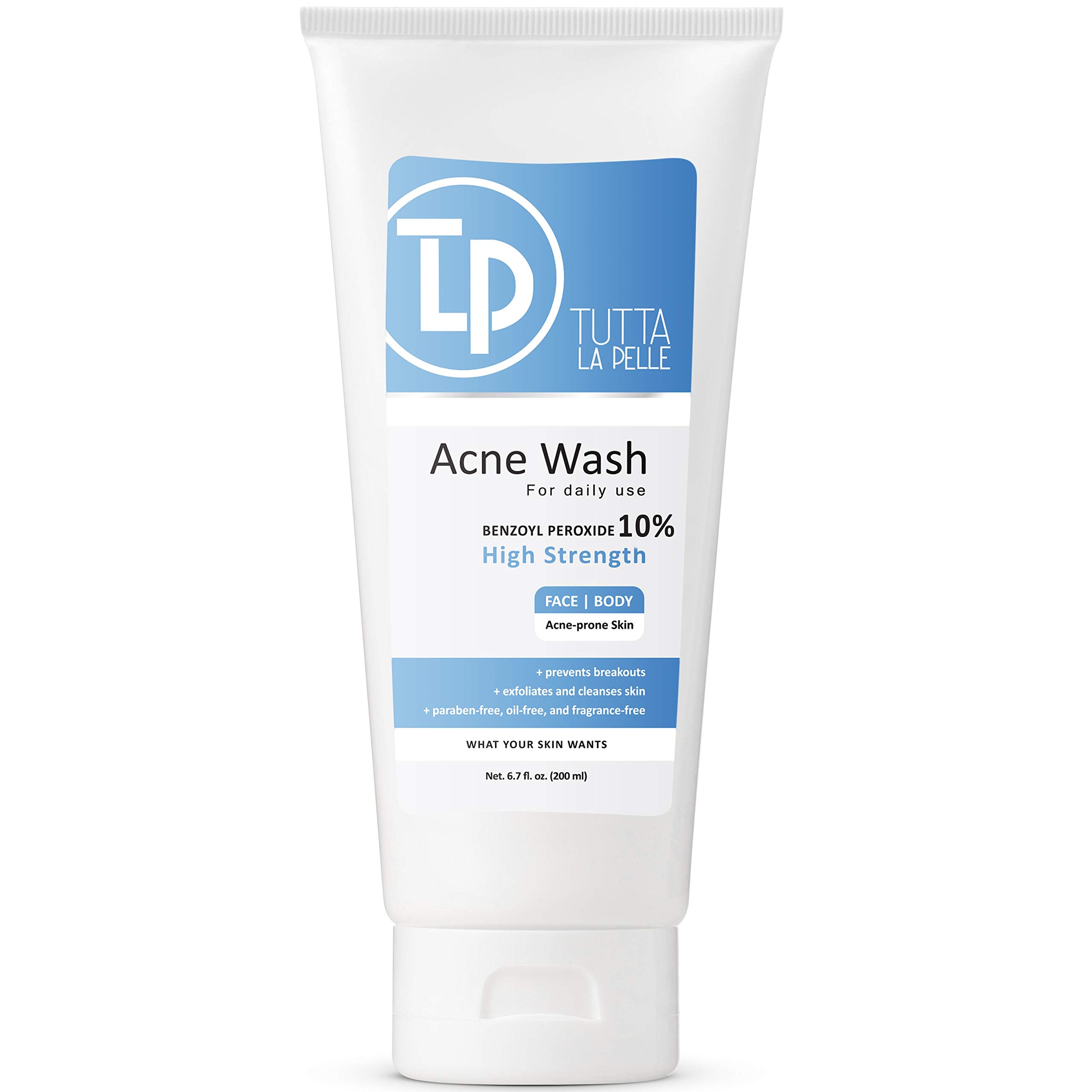 10% Benzoyl Peroxide Acne Treatment Body Wash - Maximum Strength Face & Back Cleanser for Butt & Body Acne - 6.7 oz Medical Grade Facial Wash | Perfect for Teen & Adult Acne Prone Skin, Post-Workout Breakouts & Daily Skincare Routine