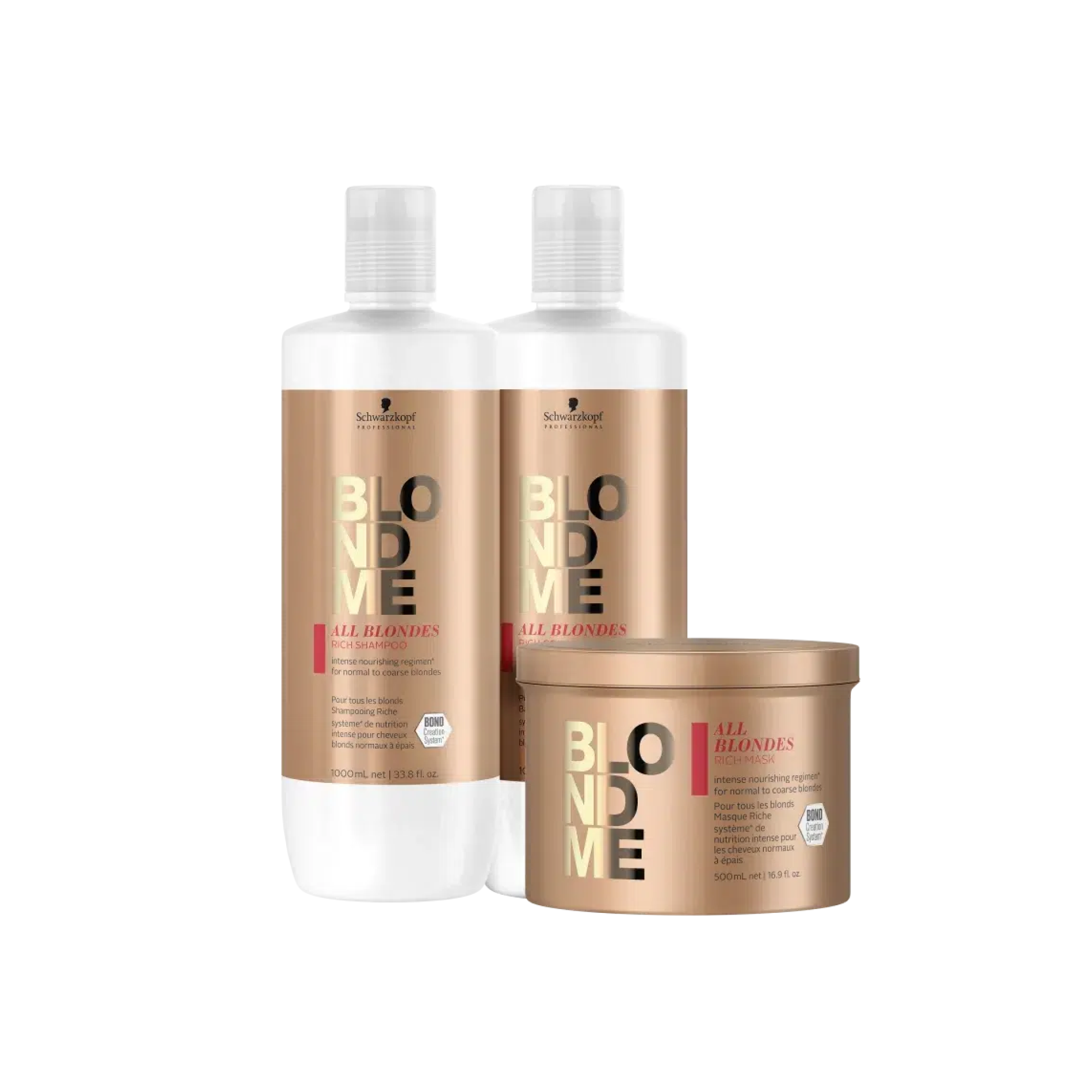 BlondMe Enriched Kit for All Blondes - Professional Trio Hair Care Set with Bonding Technology | Perfect for Salon & At-Home Blonde Hair Maintenance & Toning