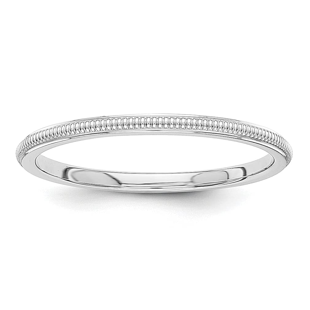 14K White Gold 1.5mm Milgrain Stackable Wedding Band Ring - Size 4 Classic Fine Jewelry for Women - Perfect Gift for Her, Anniversary, Engagement & Everyday Elegance