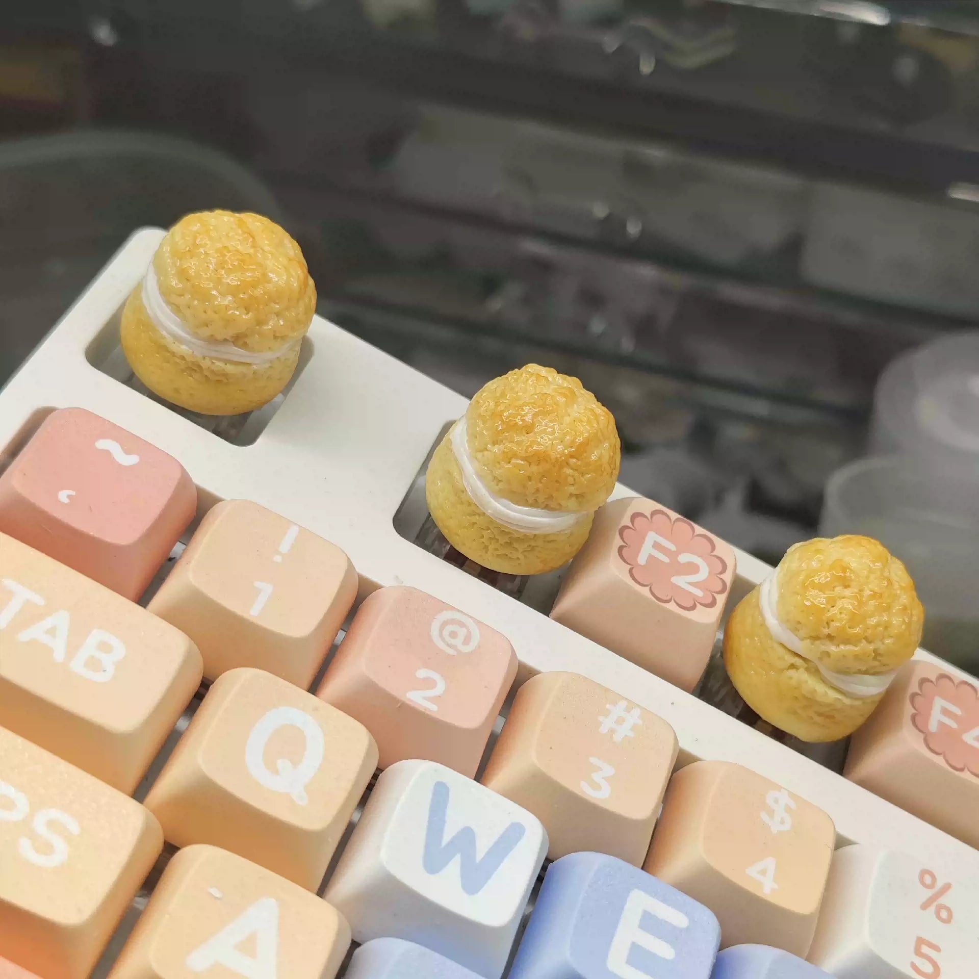 Handmade Resin Clay Food Collection Keycaps - Custom Stone Plastic Clay Artisan Keycaps for Mechanical Keyboards | Unique Keyboard Decor for Gaming & Office Use