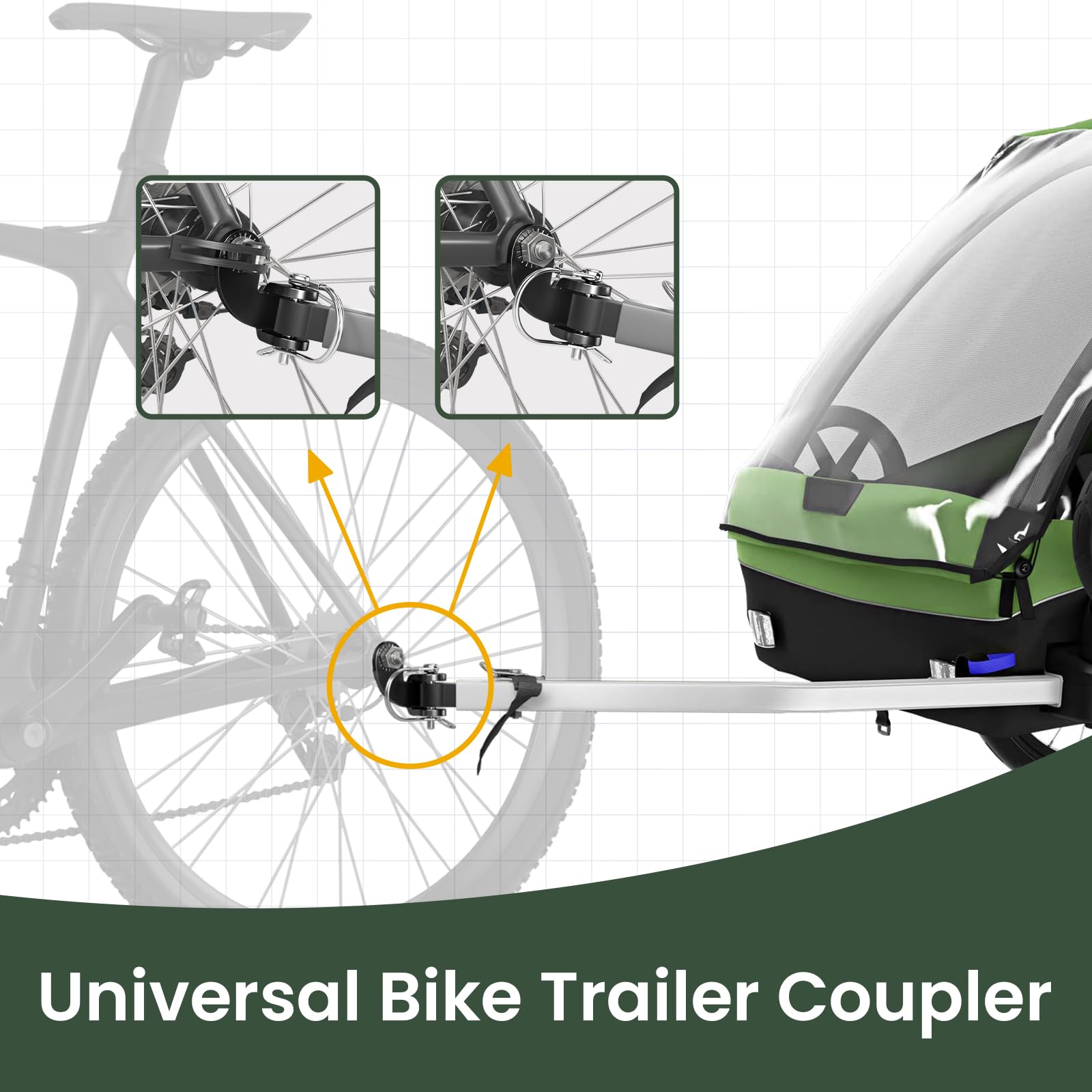 Titanker Upgraded Bike Trailer Coupler Attachment - Compatible with Instep & Schwinn Bicycle Trailers, Universal Bicycle Trailer Hitch for Cargo & Kids | Perfect for Family Rides, Grocery Hauling & Outdoor Adventures