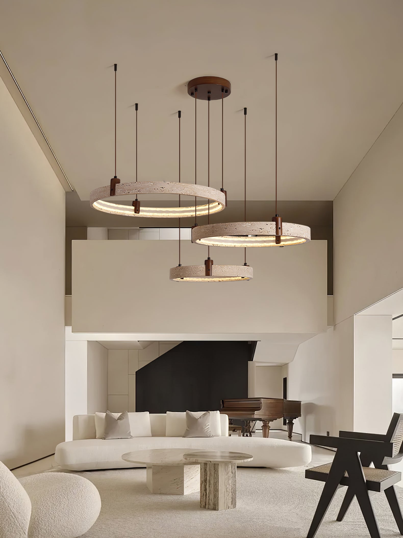Celestial Orbit Travertine Chandelier - Modern Crystal Ceiling Light Fixture for Dining Room, Living Room & Bedroom | Elegant Home Decor Lighting for Weddings & Luxury Interiors
