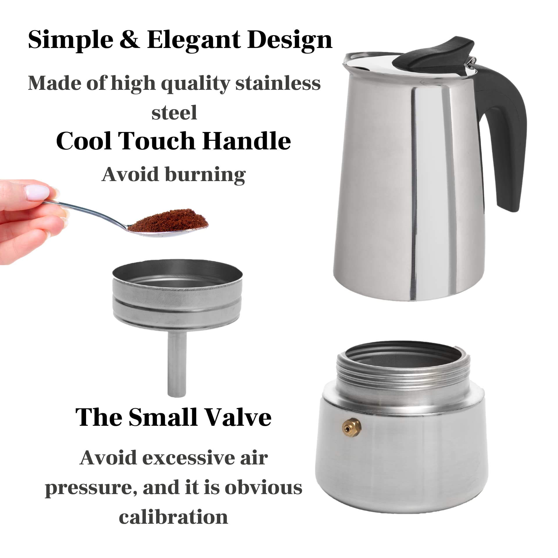Mixpresso Electric Coffee Grinder - 12 Cup Capacity with 304 Stainless Steel Blade for Espresso Beans, Removable Chamber - Bundle with 9 Cup Stovetop Espresso Maker & Moka Pot - Perfect for Home, Office & Camping Coffee Brewing