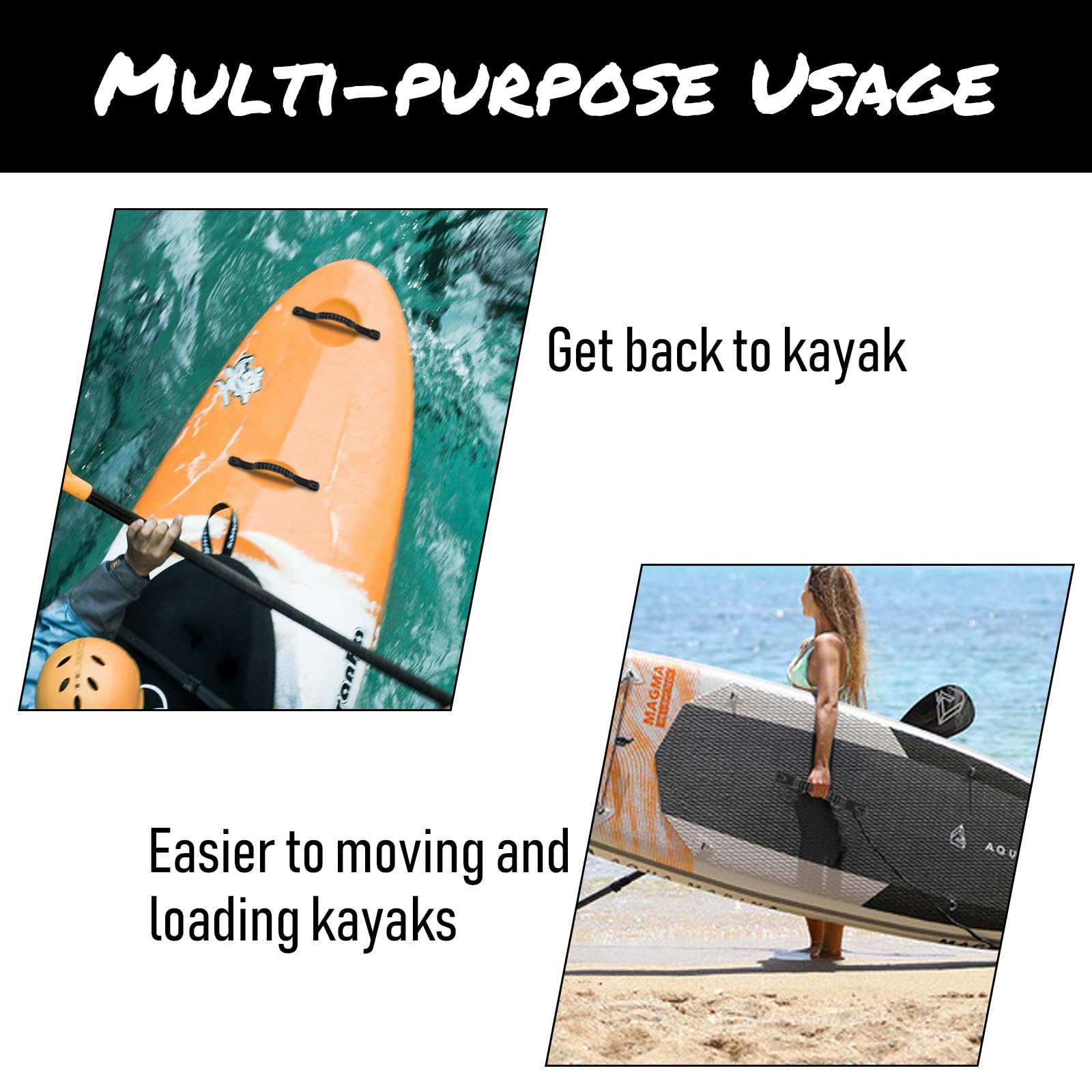4PCS Kayak Carry Handles with 6 C-Shaped Buckles - Durable Kayak Replacement Handles for Easy Transport - Lifetime Kayak Accessories - Perfect for Kayaking, Fishing & Water Sports Adventures