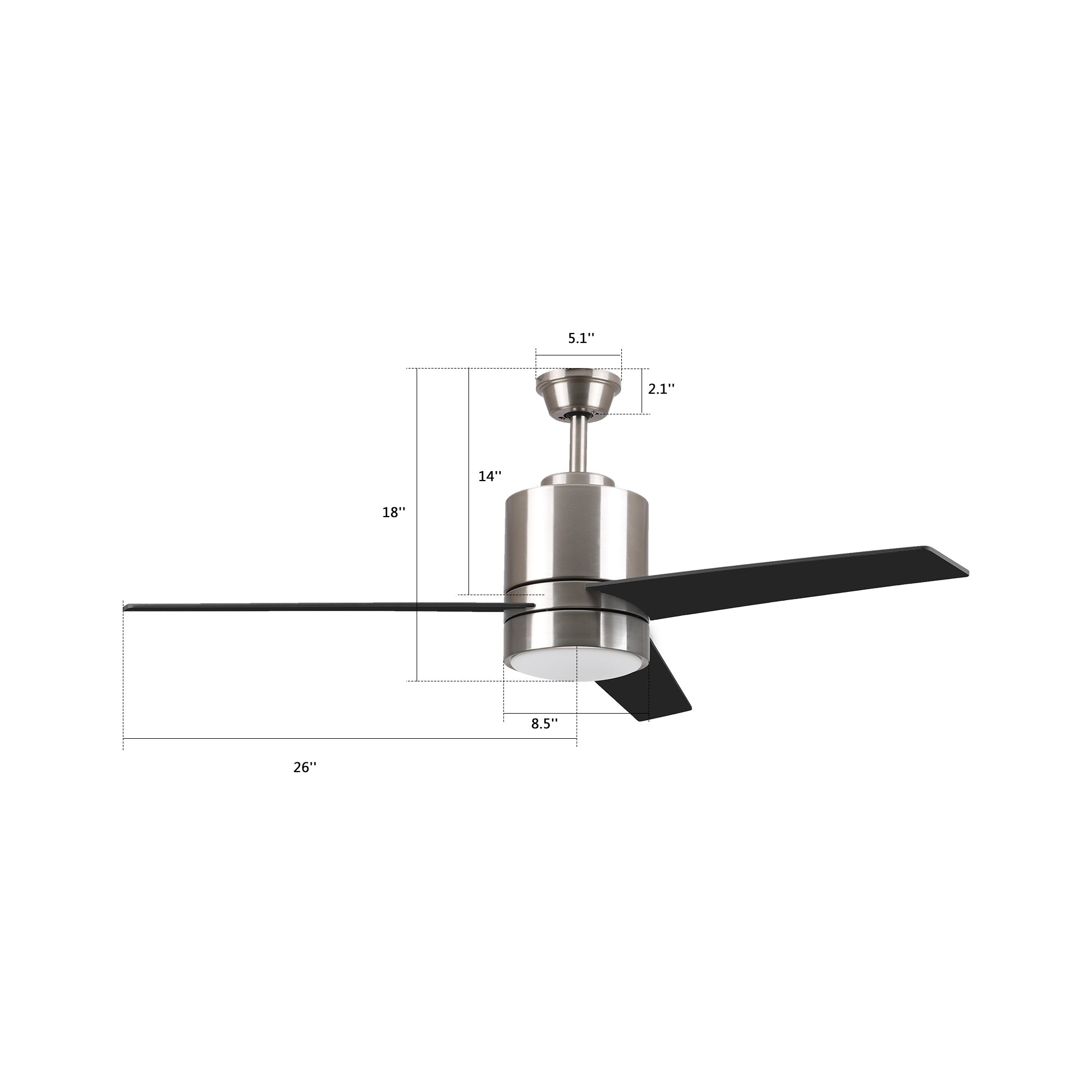 52 Inch Modern Smart Ceiling Fan with LED Light & Remote Control - Energy Efficient, Quiet Operation for Bedroom, Living Room, and Office