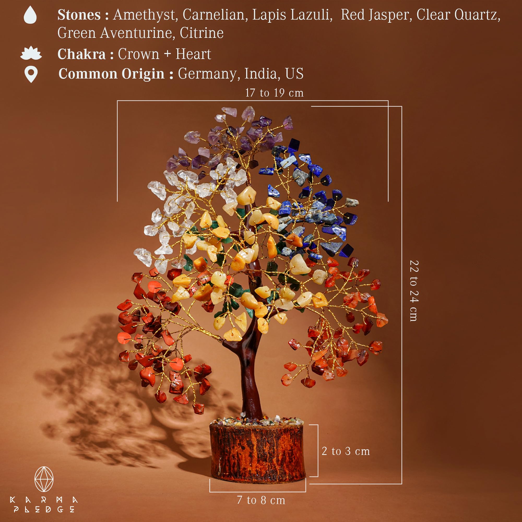 7 Chakra Healing Crystal Tree of Life - Handmade Bonsai for Positive Energy, Money & Good Luck | Home, Office & Living Room Decor | Spiritual Gift for Women & Mom | Meditation, Feng Shui & Wellness Spaces