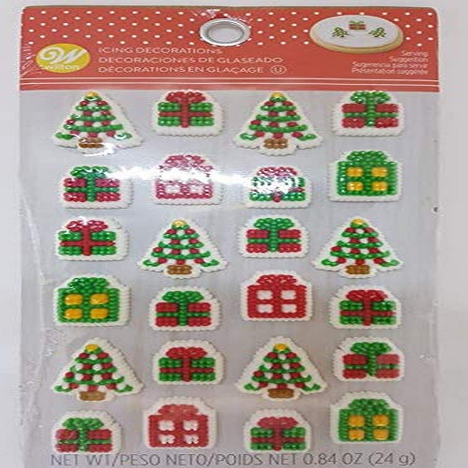 PRSNT Christmas Cake Decorations - Edible Icing Tree & Gift Toppers for Holiday Desserts, Cookies & Cupcakes