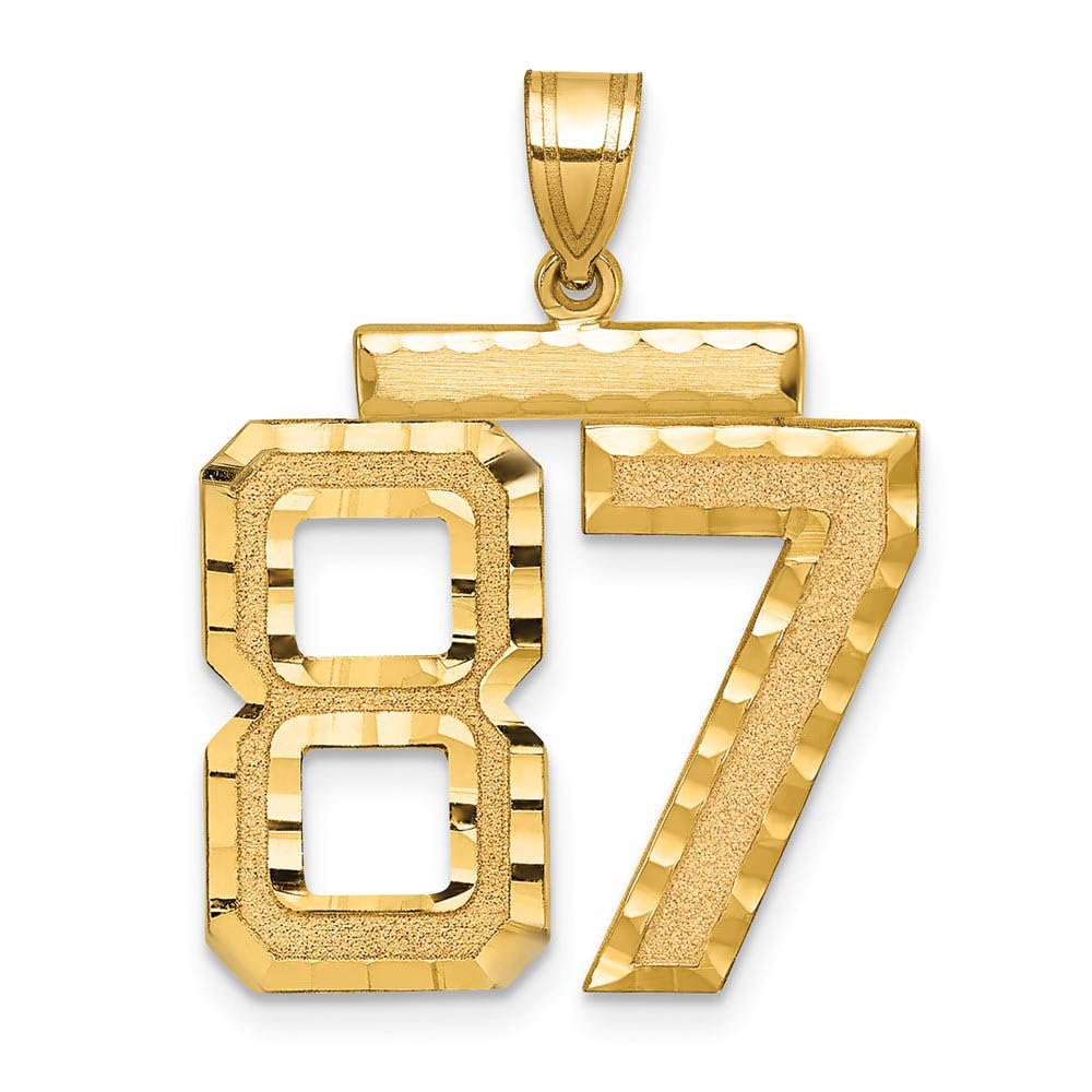 The Black Bow 14k Yellow Gold Varsity Collection Large D/C Pendant Number 87 - Perfect for Sports Enthusiasts and Graduation Gifts