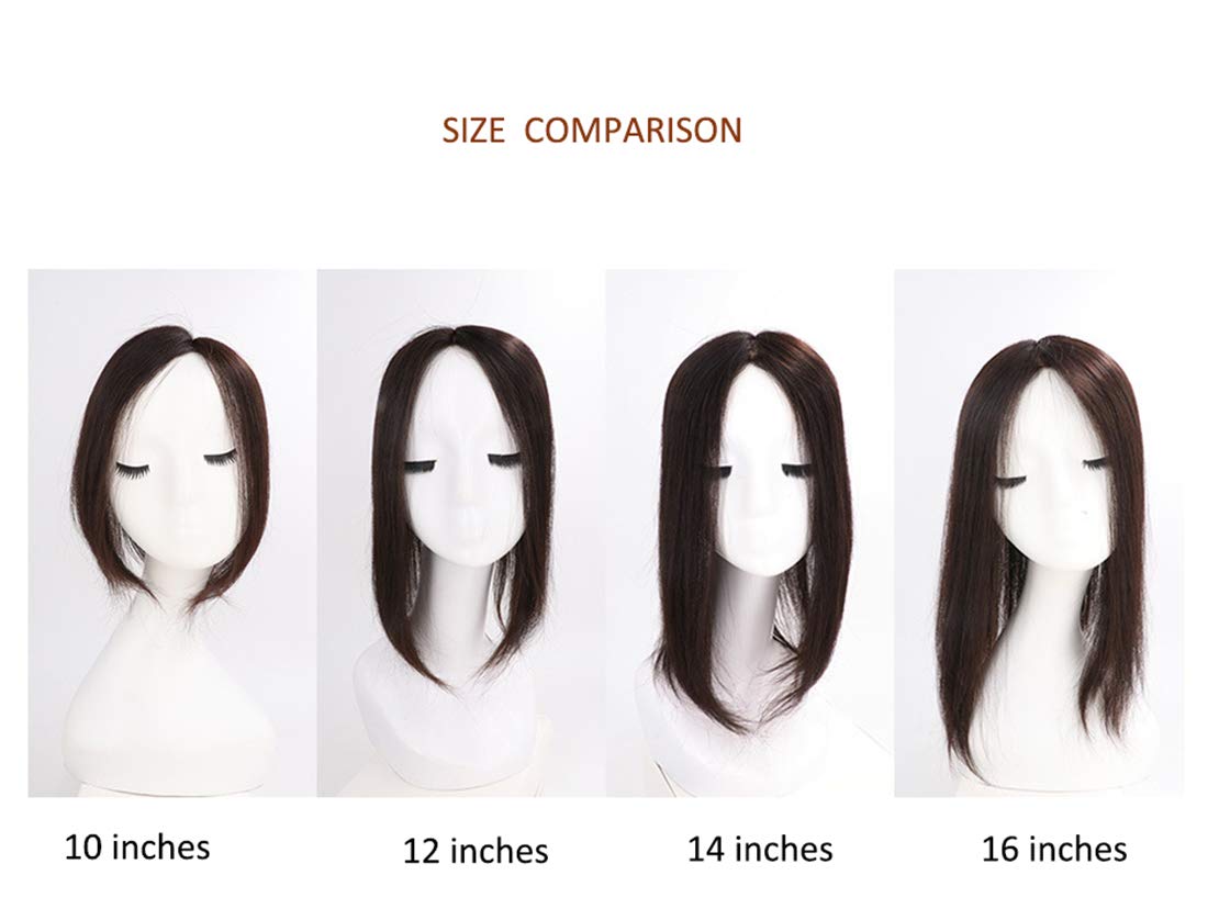 Premium 14-inch Straight Remy Human Hair Topper with Silk Base for Women – Clip-In Thickening Crown Hairpiece for Thinning Hair | Perfect for Daily Wear, Parties & Special Occasions