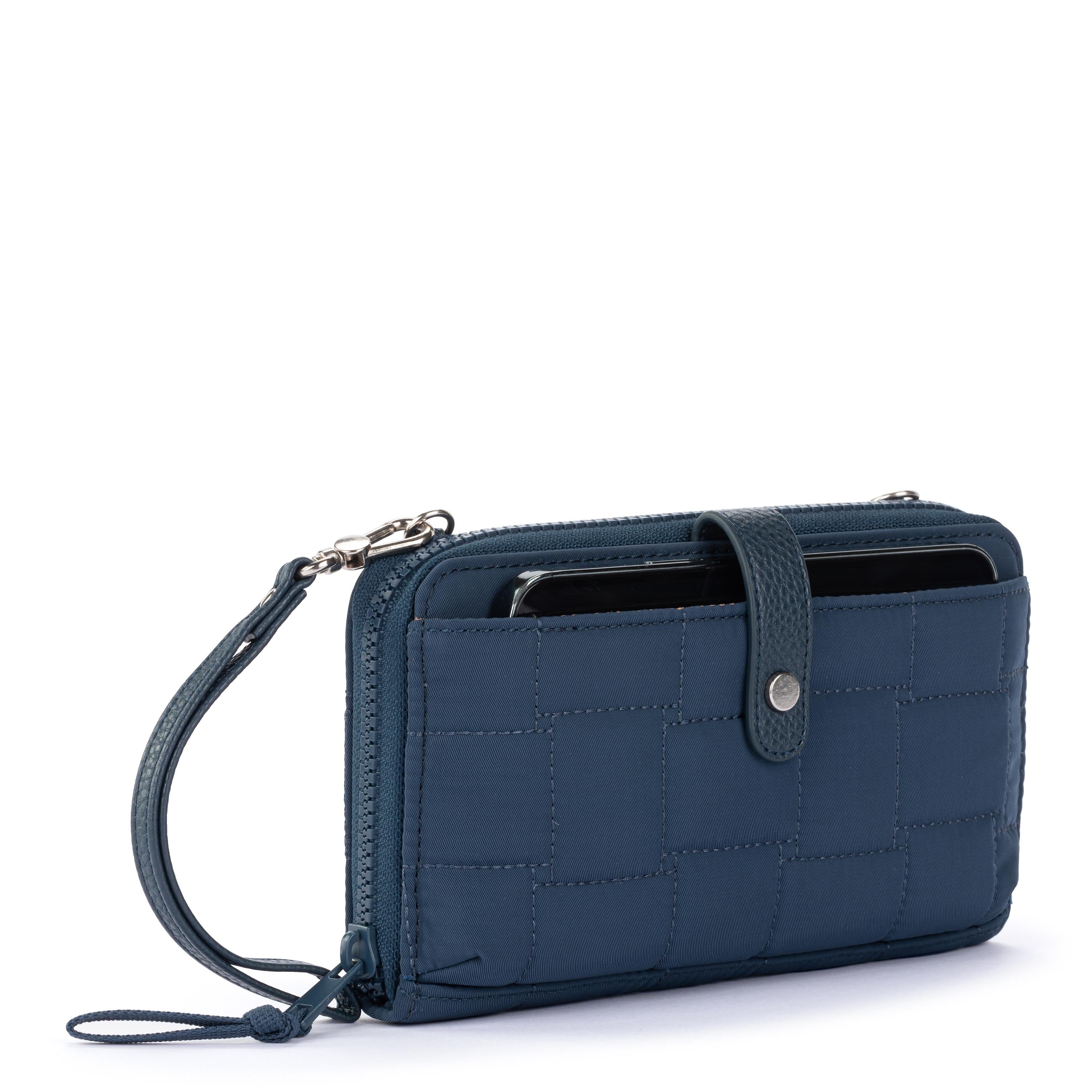 Eco-Friendly Smartphone Wallet - Indigo Woven Quilted Design for iPhone & Android | Perfect for Everyday Use, Travel & Hands-Free Convenience
