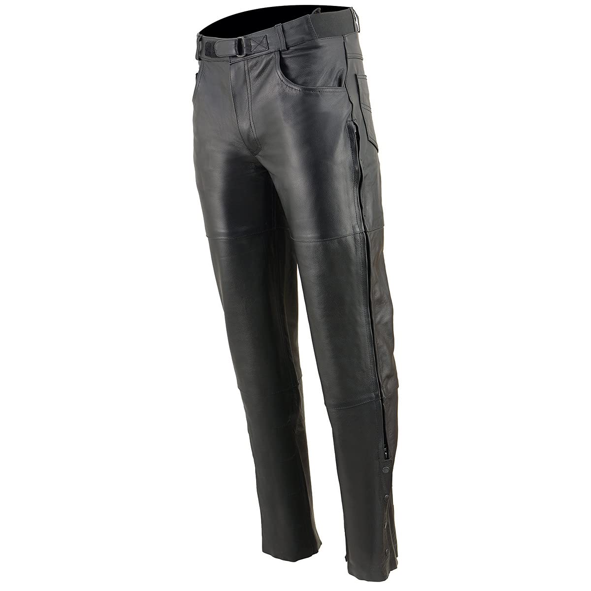 Milwaukee Leather SH1150 Men's Black Leather Motorcycle Over Pants with Jean Style Pockets - Durable Riding Gear for Harley, Cruiser & Touring Bikes - Perfect for Commuting, Road Trips & Motorcycle Adventures