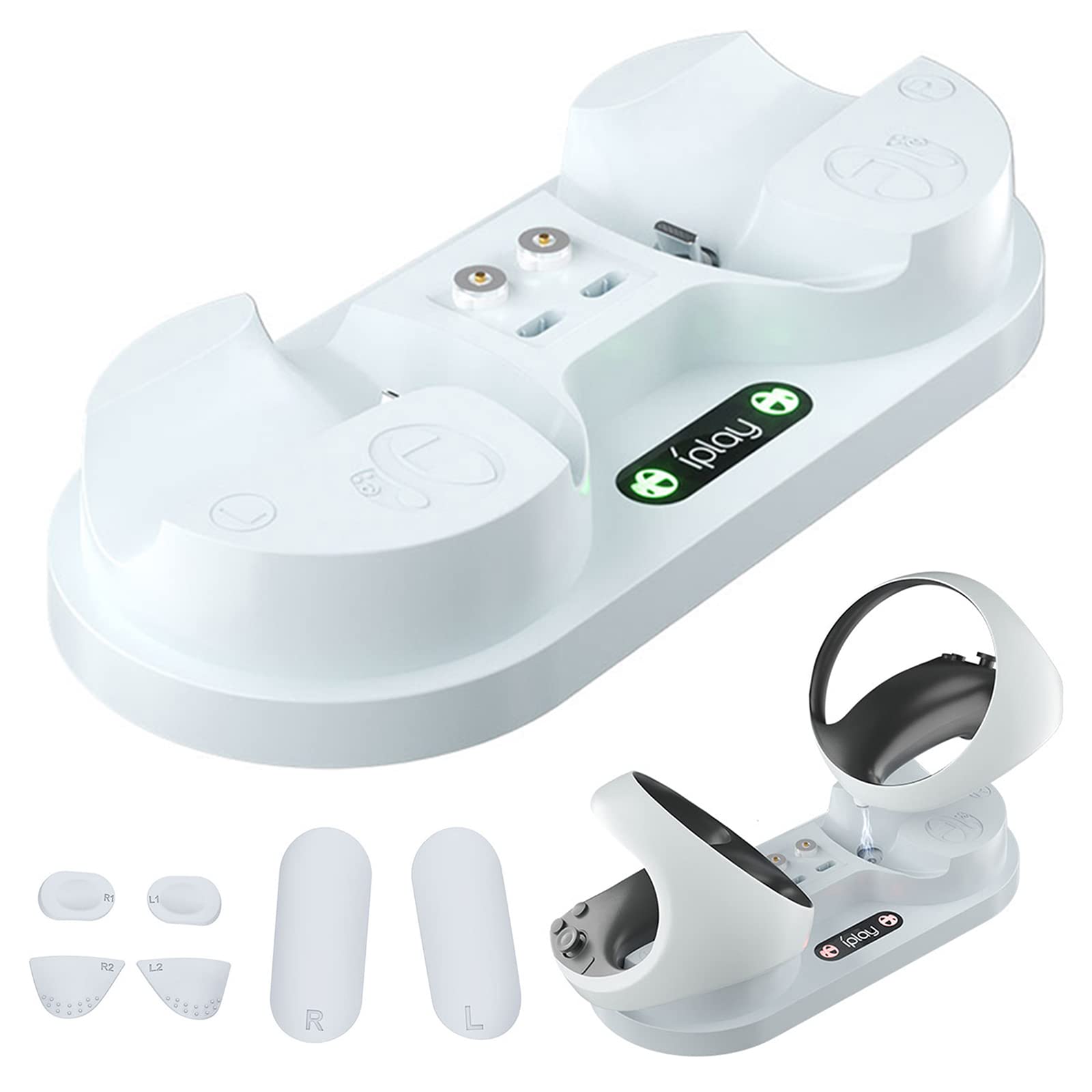 PS5 VR2 Charging Station with LED Indicator - Dual Controller & PSVR2 Charging Dock, Non-Slip Base for Playstation VR2 Sense Controllers | Perfect for Gaming Setup & VR Accessories Organization
