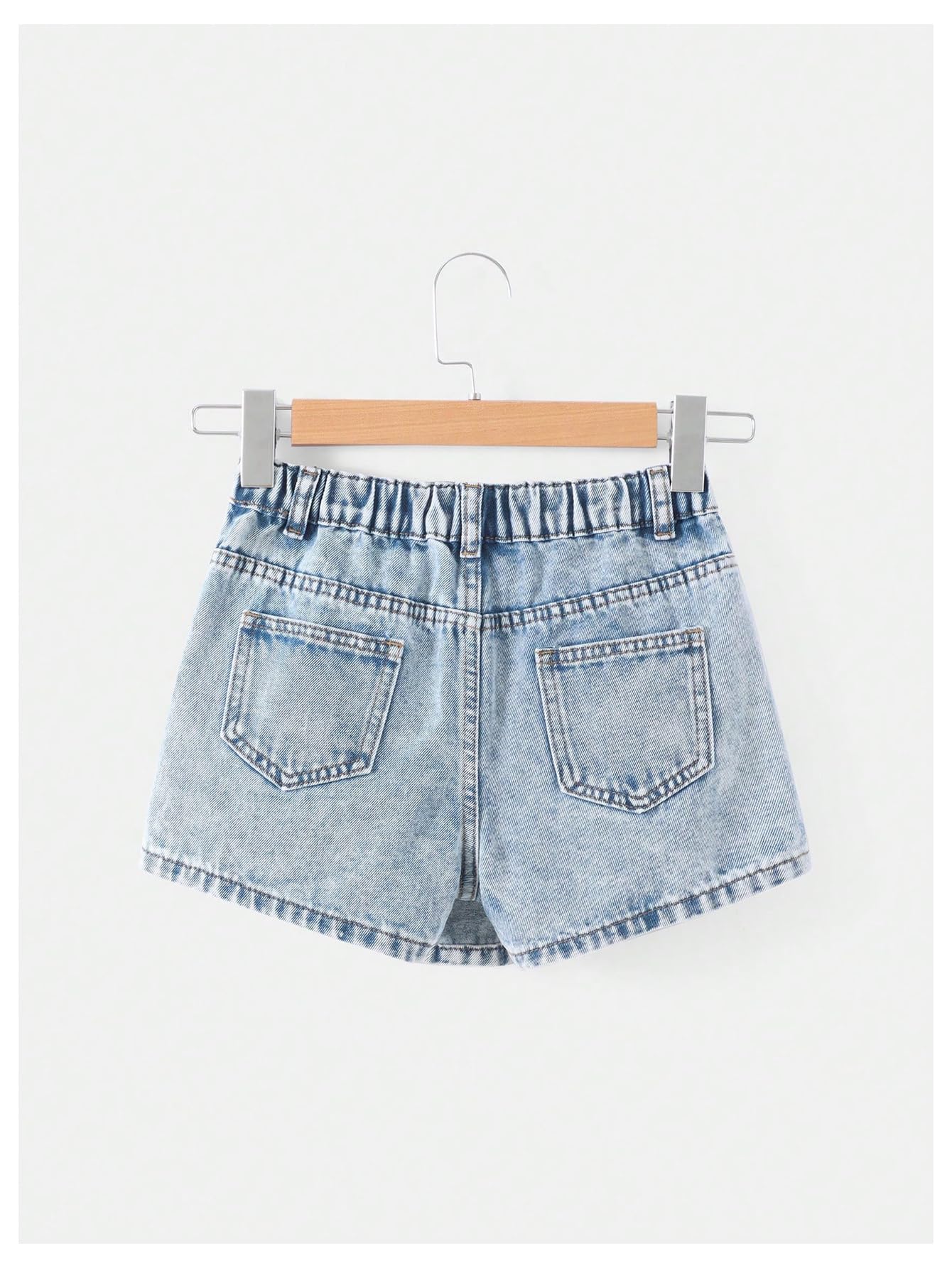 Girl's Denim Skirts with Button & Elastic Waist - Casual Ripped Mini Shorts, Asymmetric Wrap Skorts with Pockets | Perfect for School, Outings & Summer Fashion