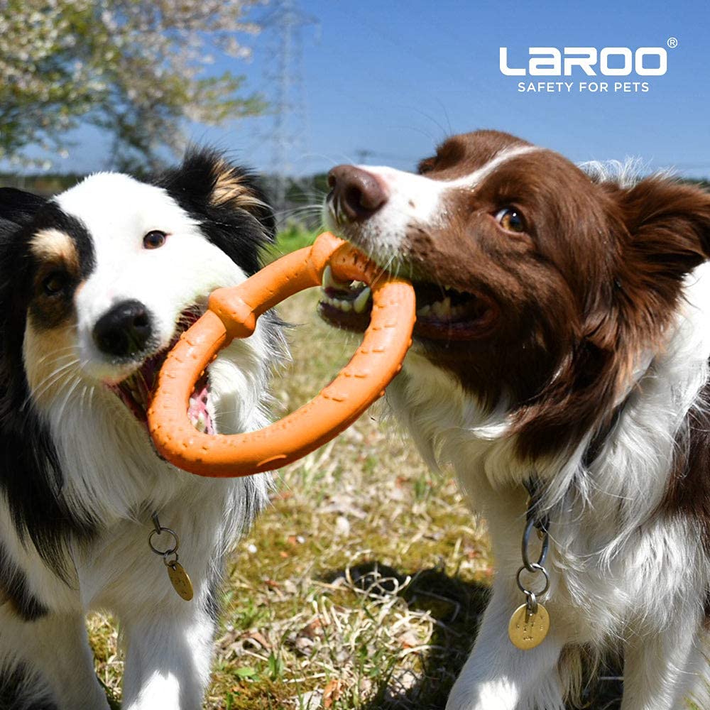 **LaRoo Durable Dog Toys for Large Breeds - Floating Flying Disc & Interactive Ring Tug Toy for Fetch, Training & Teething - Perfect for Outdoor Play, Beach & Pool Fun**
