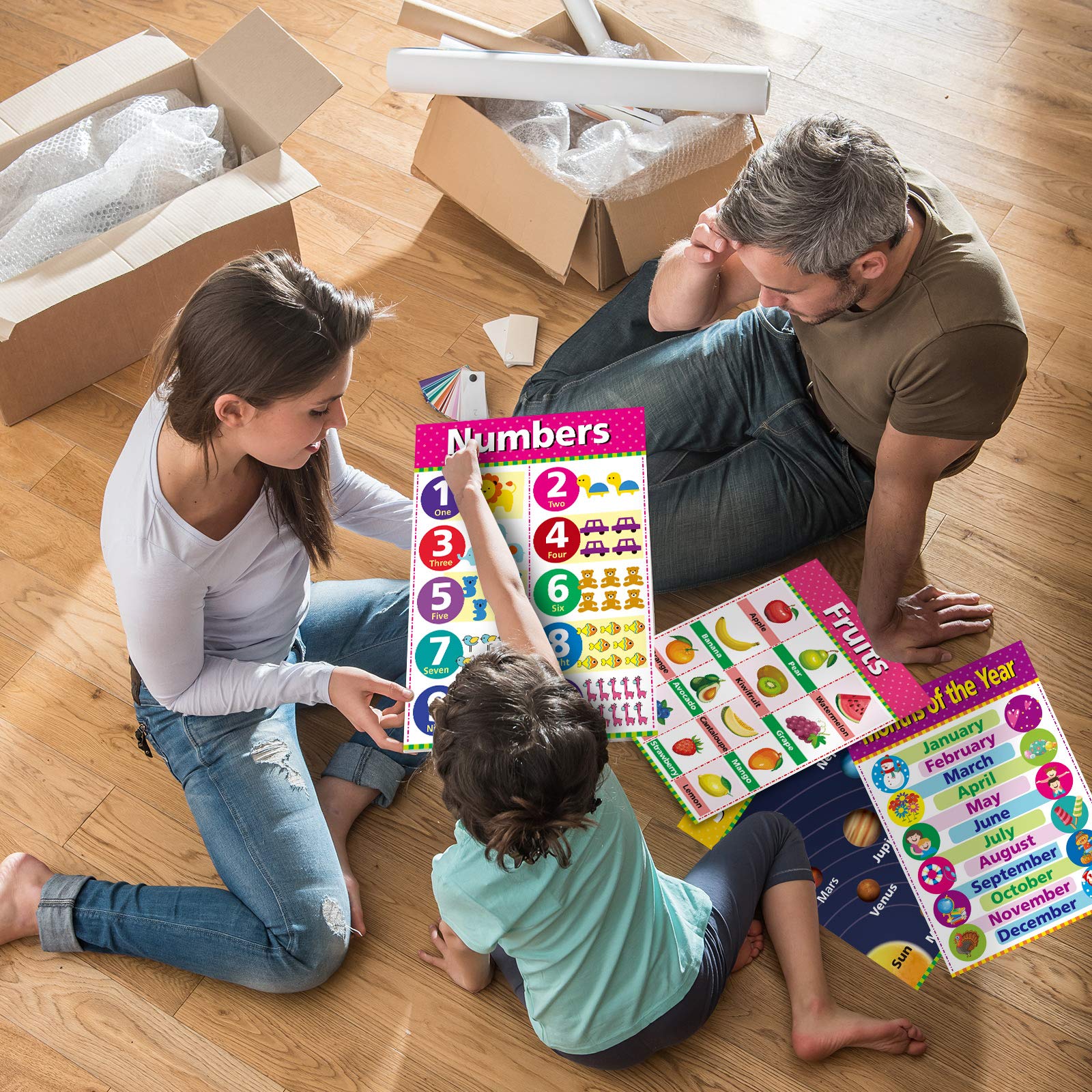Educational Posters for Preschool & Kindergarten - 12-Piece Set of Large Durable Learning Posters for Toddlers, Elementary Students & Homeschooling - Perfect for Classroom Decor, Homeschool Walls & Kids' Study Areas