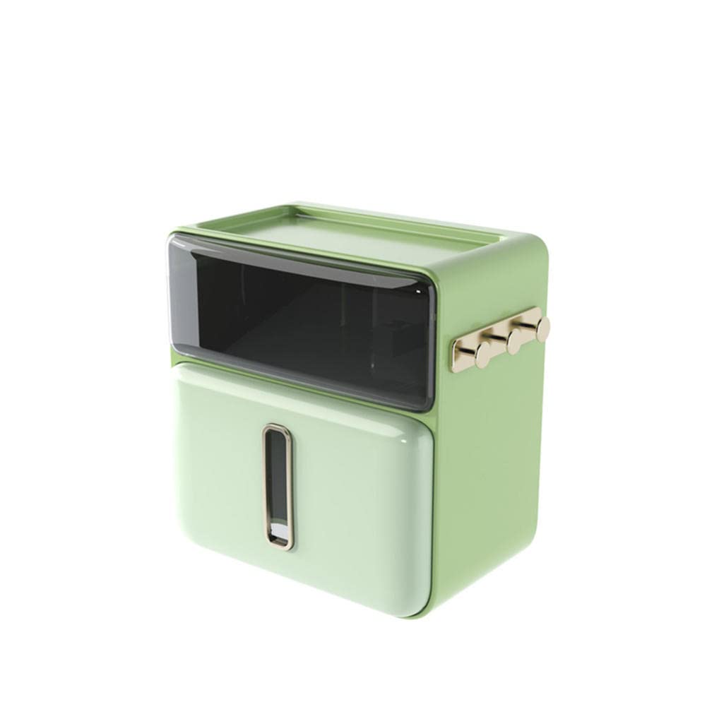 Wall Mount Tissue Box Cover & Paper Towel Dispenser - Plastic Toilet Paper Holder with Storage for Bathroom, Living Room & Office | Space-Saving Home Organization Solution